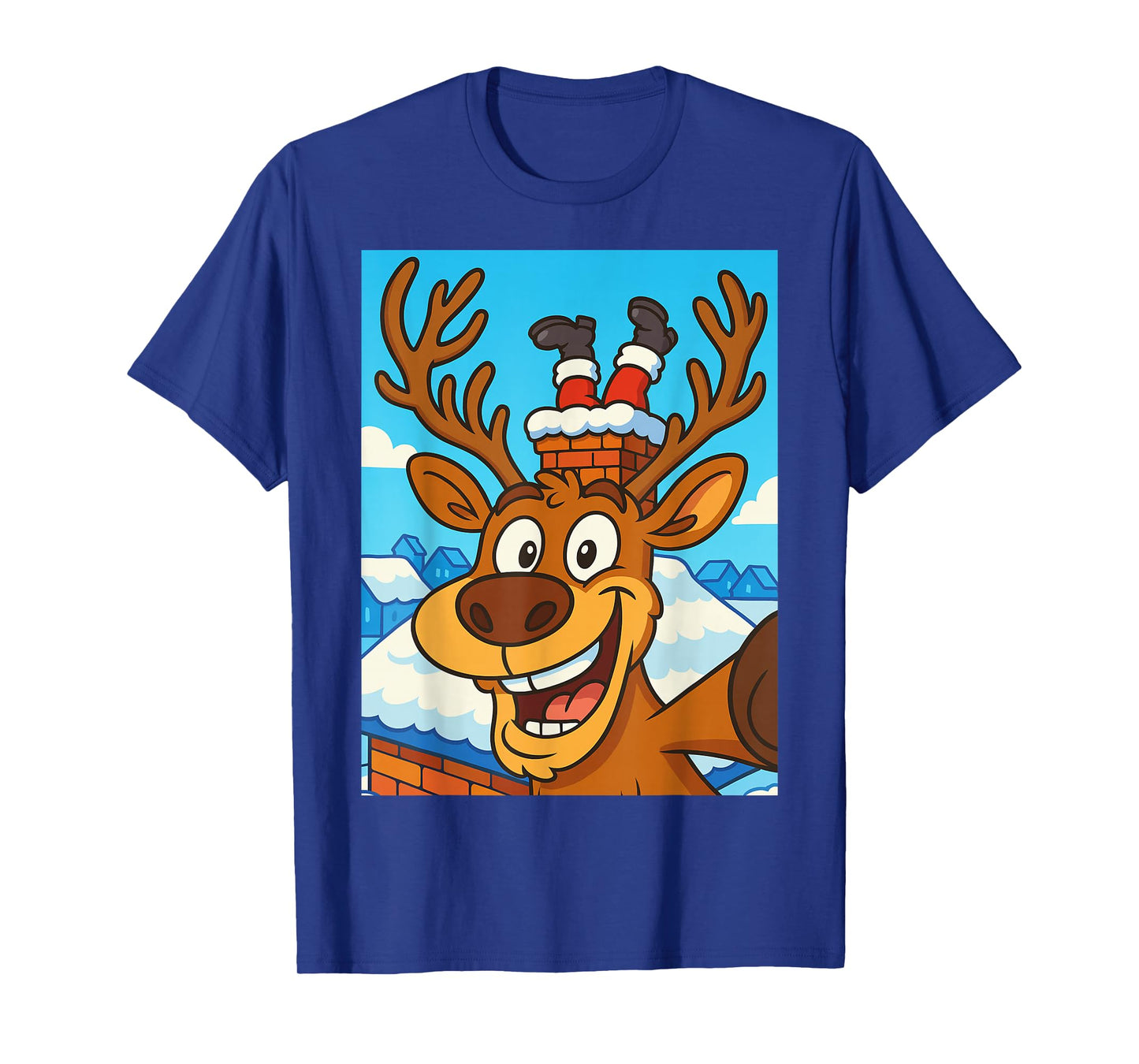 Funny Reindeer Selfie Santa Boys Girls Christmas T-Shirt