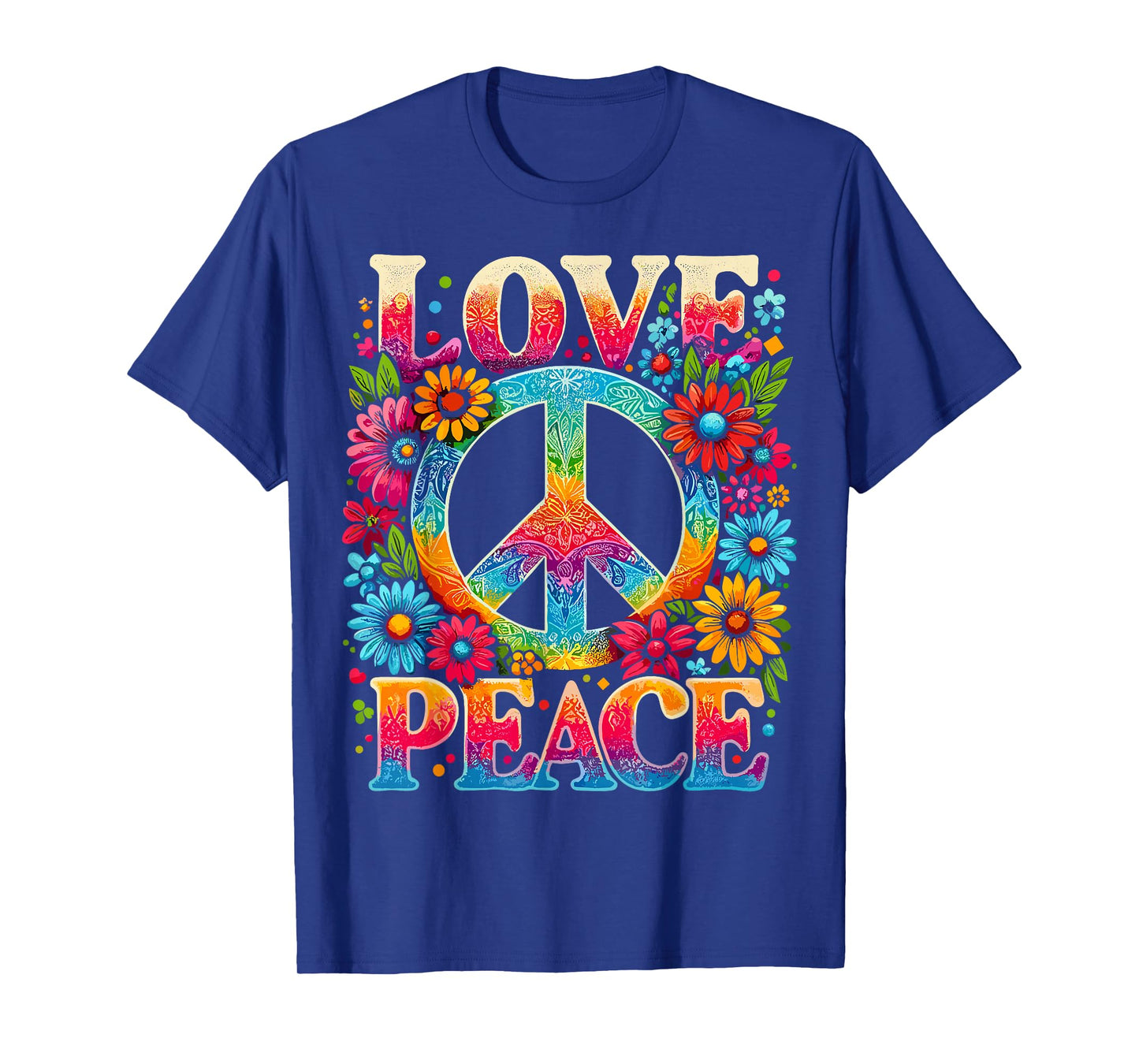 Peace Sign Love 60s 70s Tie Dye Hippie T-Shirt