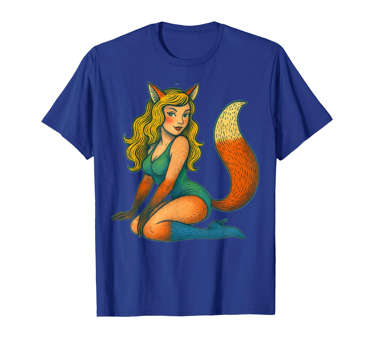 Fox Girl Pinup Retro Style Halloween Witch Pinup T-Shirt