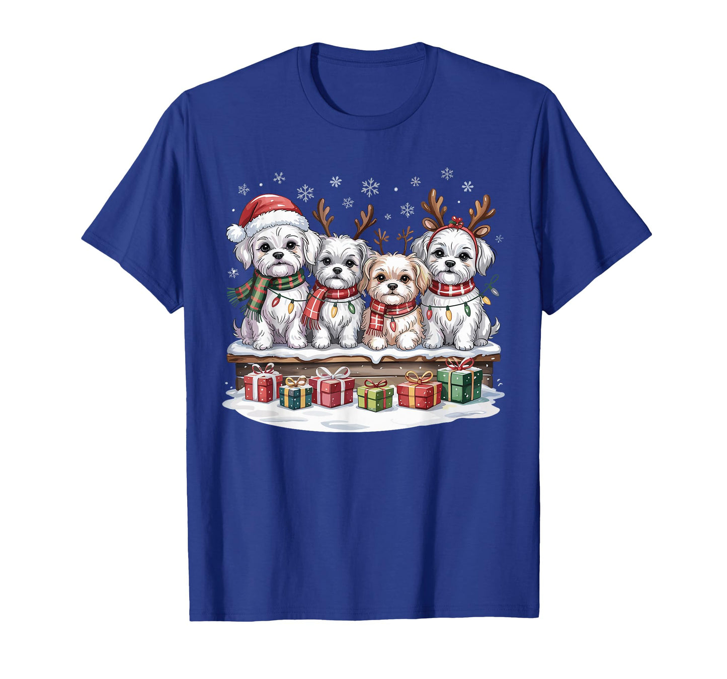 Cute Maltese Christmas Puppies Dog Lovers Funny Holiday T-Shirt