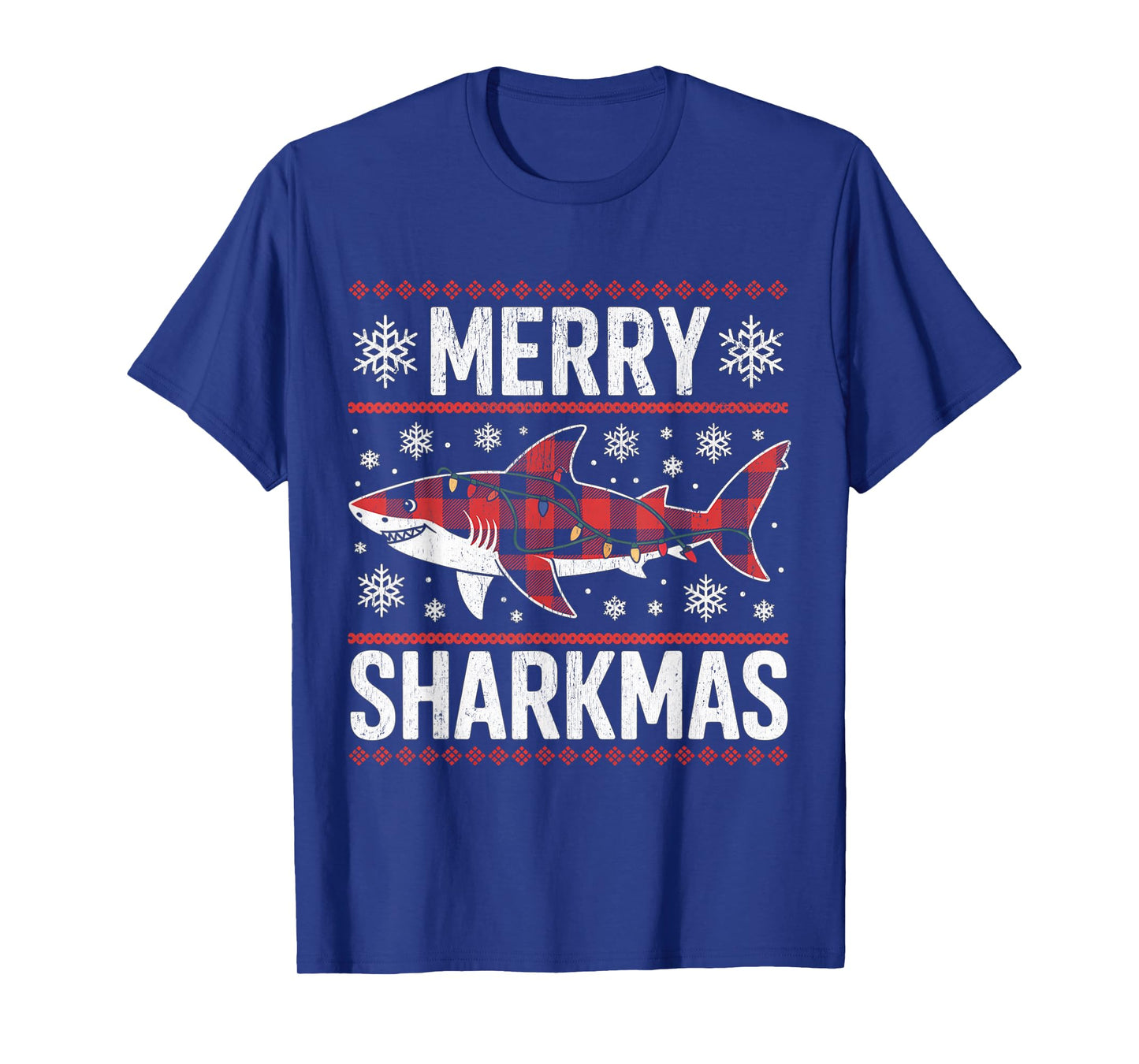Merry Sharkmas Funny Shark Santa Hat Ugly Christmas Sweater T-Shirt