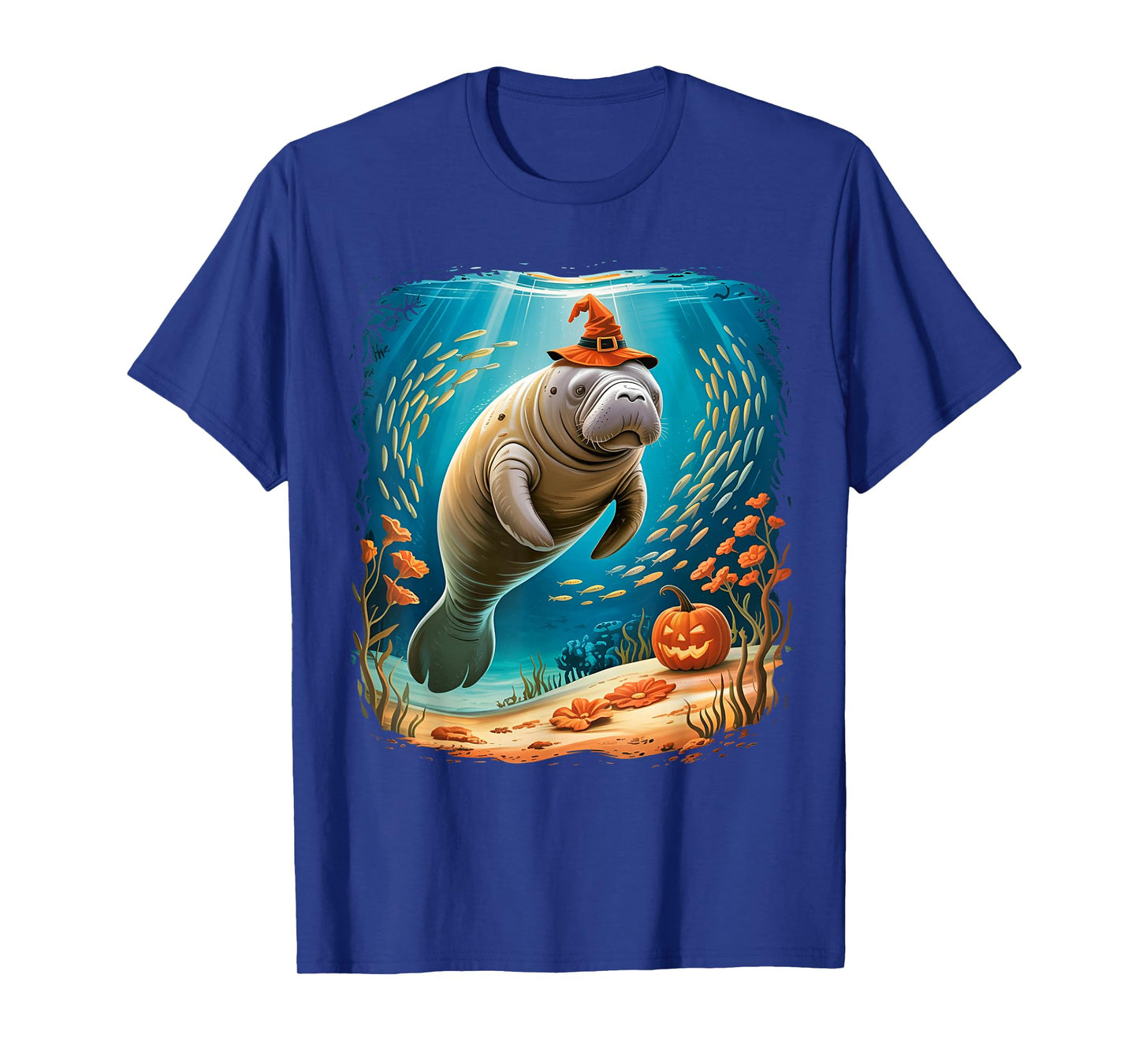 Manatee Witch Hat Pumpkin Halloween Costume Men Women T-Shirt