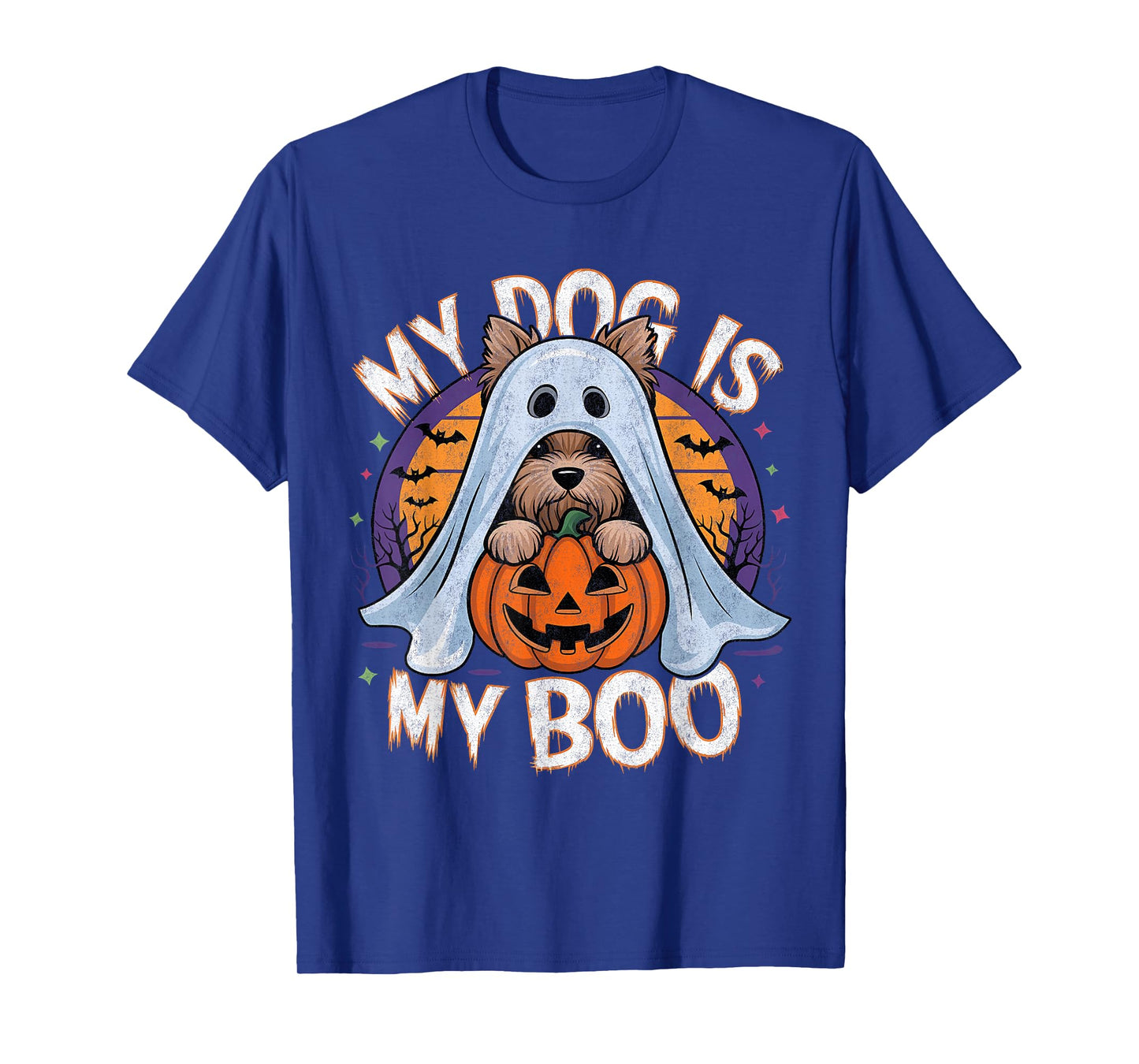 Halloween Dog Costume Vintage Ghost Yorkie My Dog Is My Boo T-Shirt