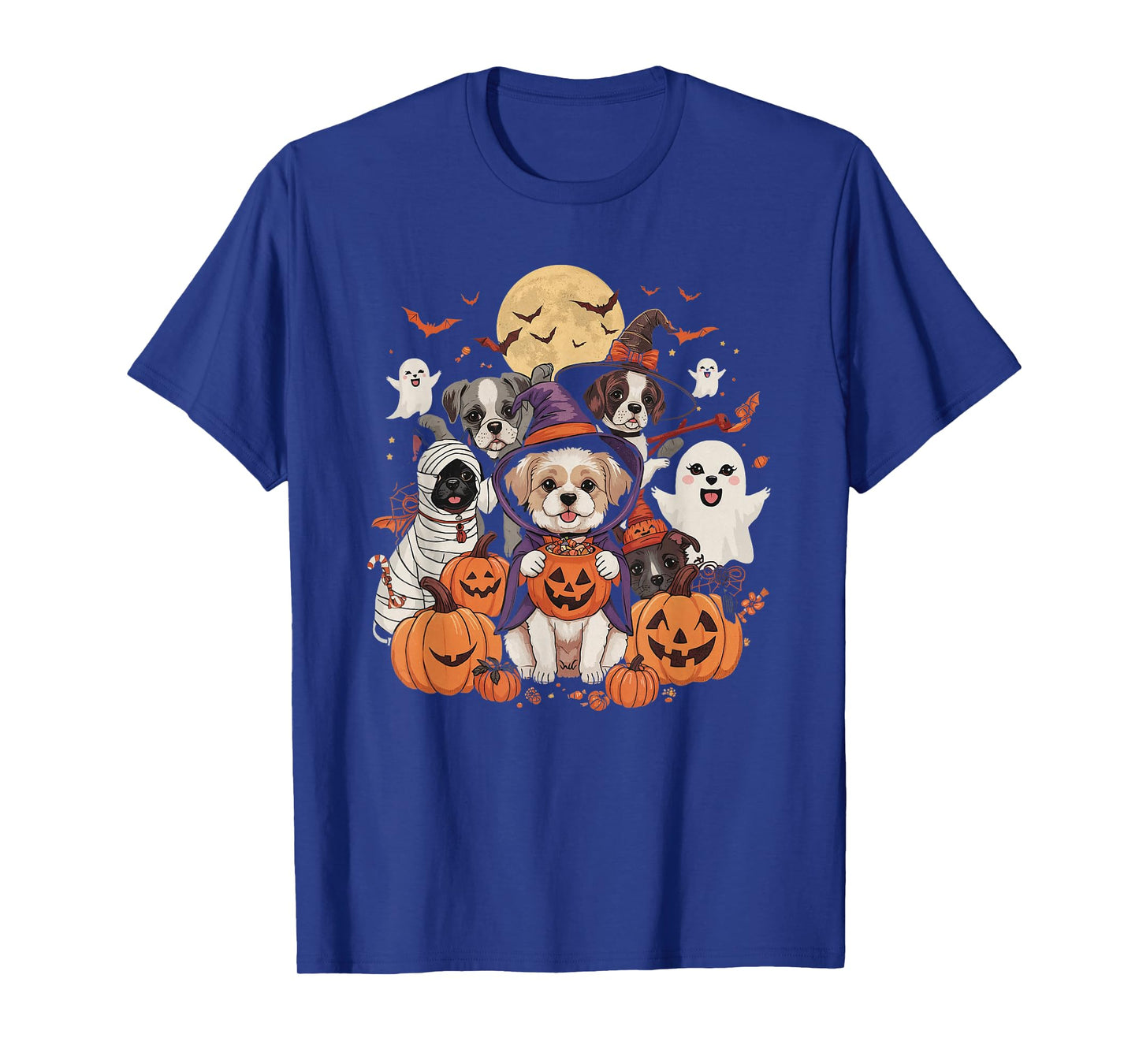 Cute Mummy Witch Ghost Halloween Dog Costume Men Women Kids T-Shirt