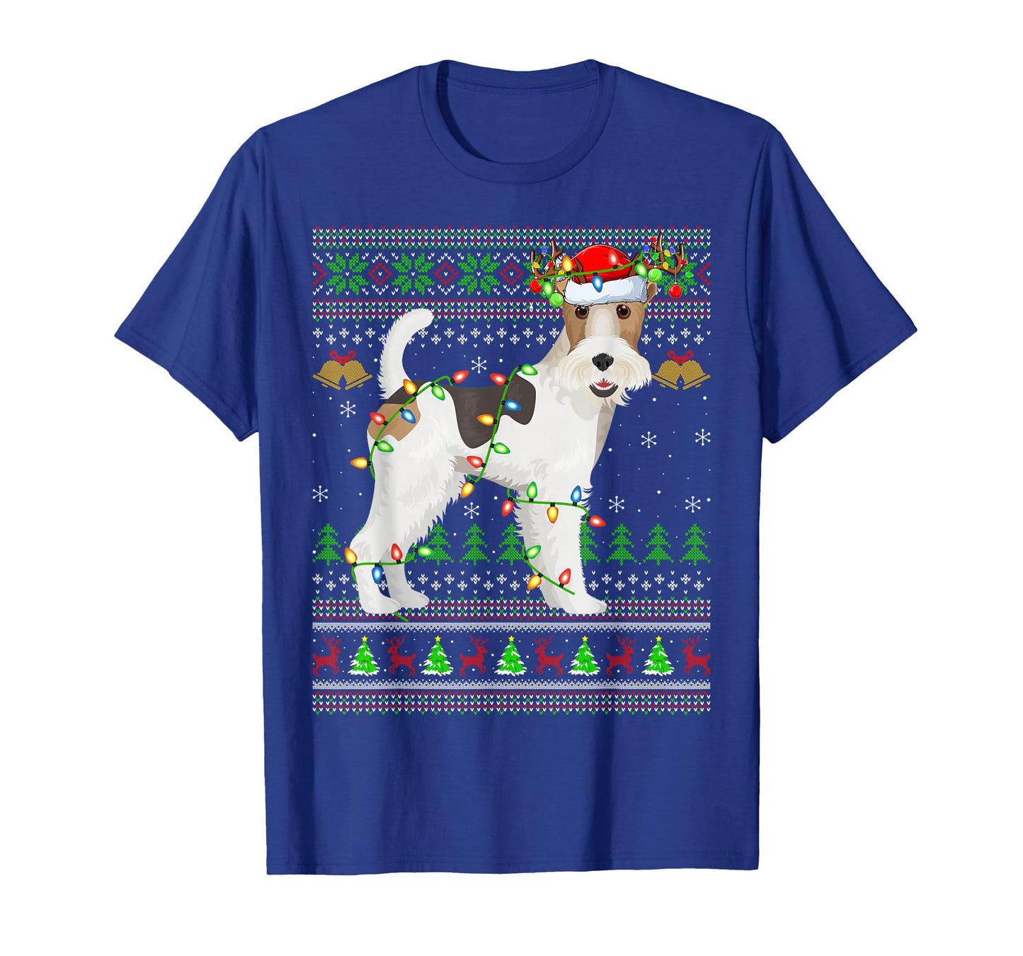 Fox Terrier Dog Ugly Christmas Sweaters Holiday Santa Xmas T-Shirt