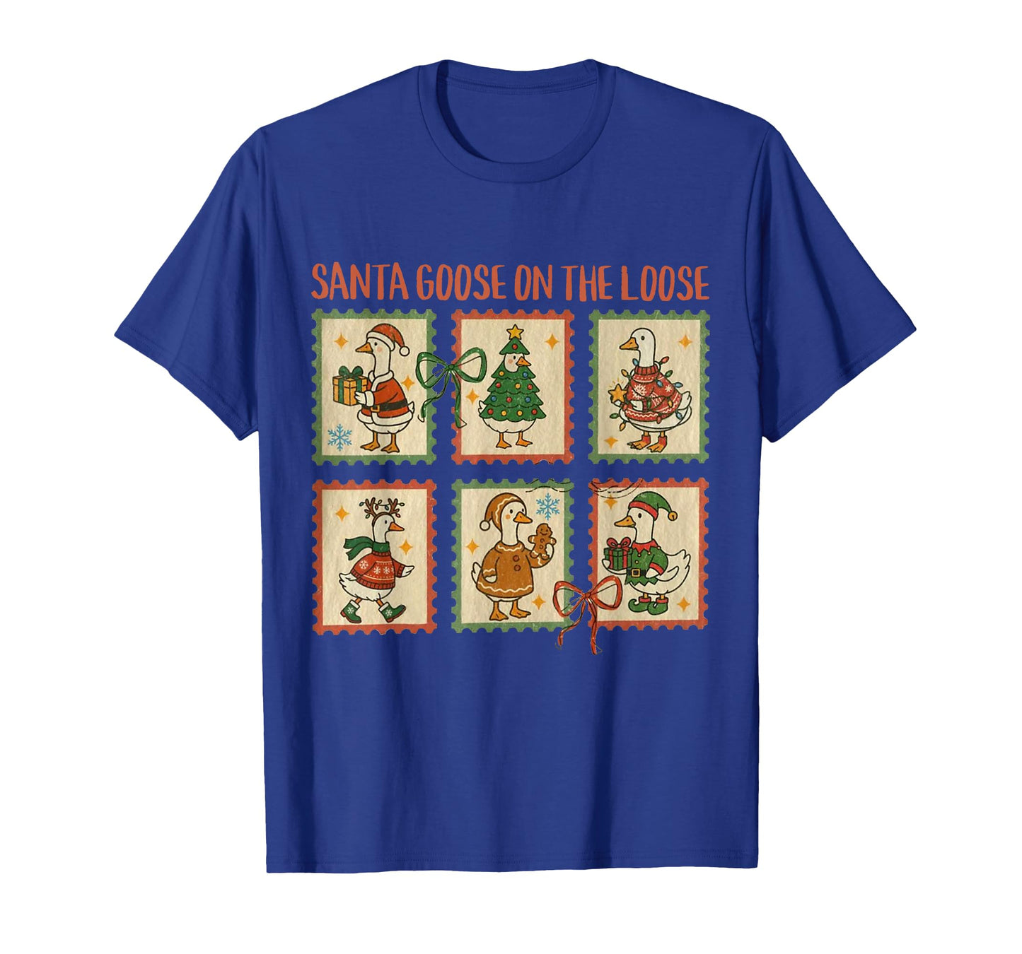 Santa Goose On The Loose Vintage Goose Christmas Stamps T-Shirt