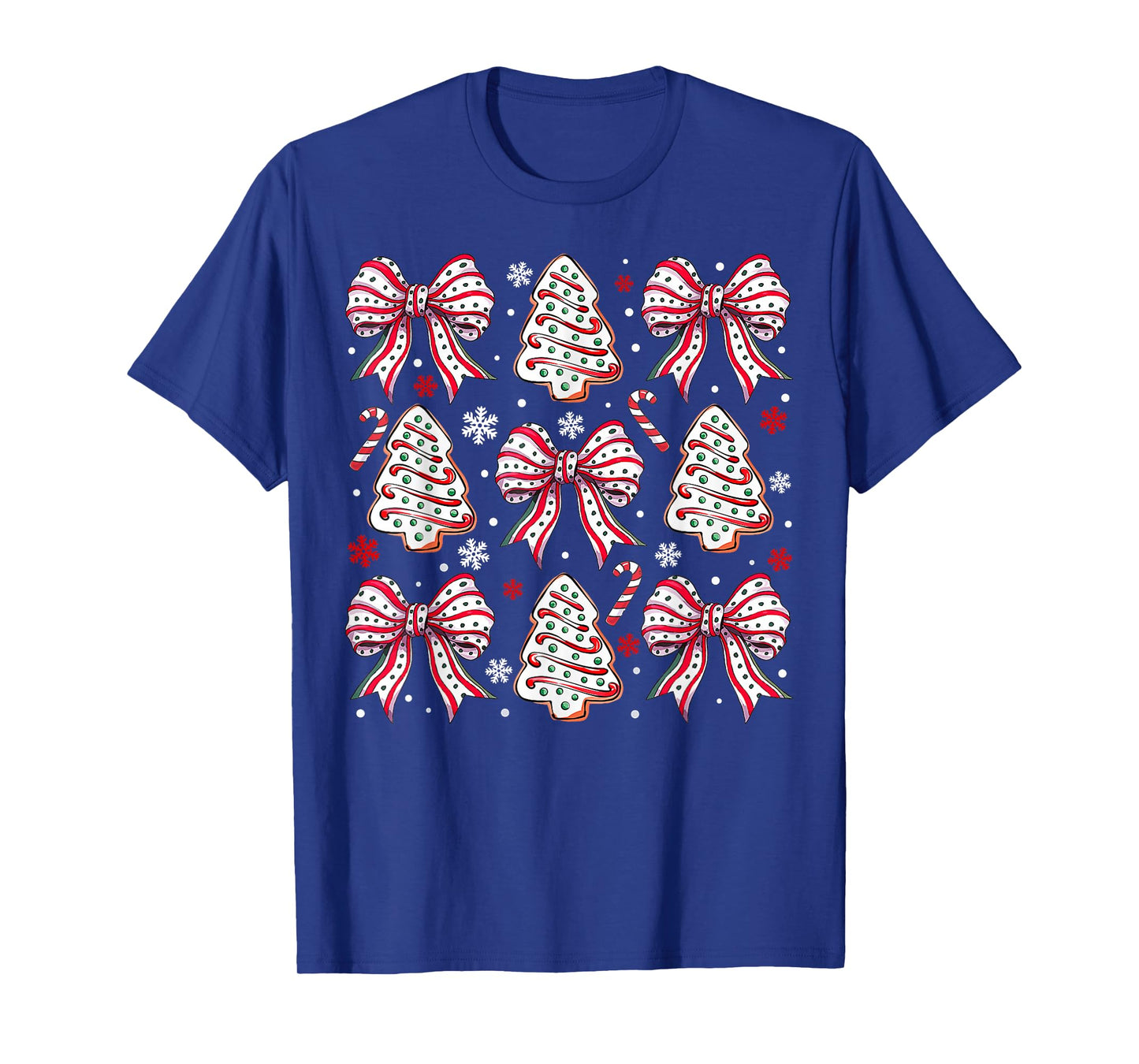 Coquette Bow Tree Cake Candy Cane Merry Christmas T-Shirt