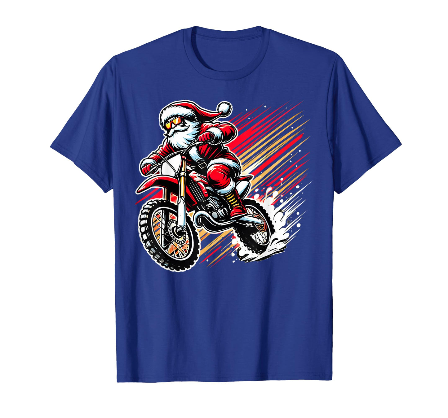 Santa Riding a Dirt Bike Christmas Motocross Racing Graphic T-Shirt