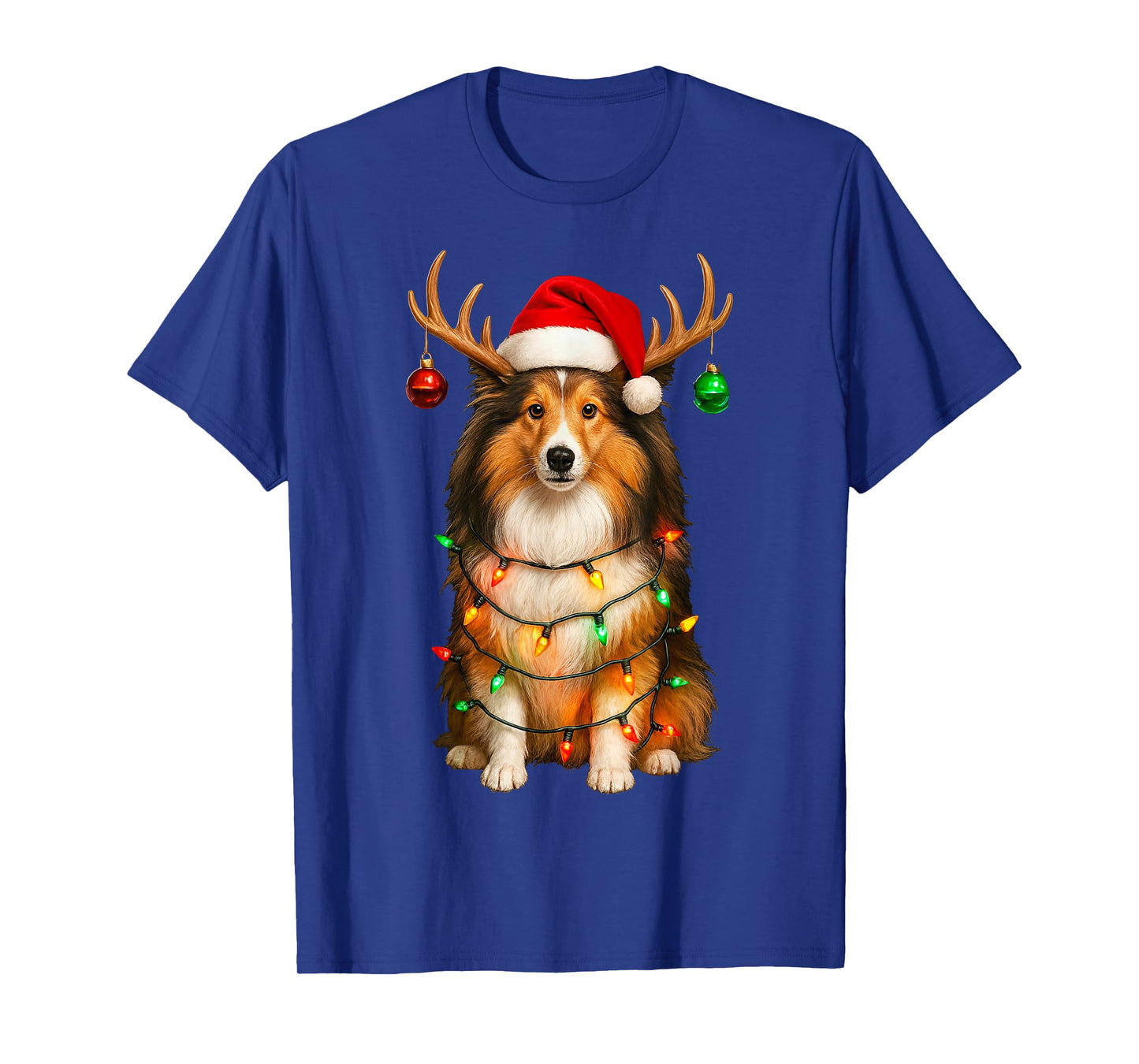 Shetland Sheepdog Dog Christmas Sheltie Santa Hat Lover T-Shirt
