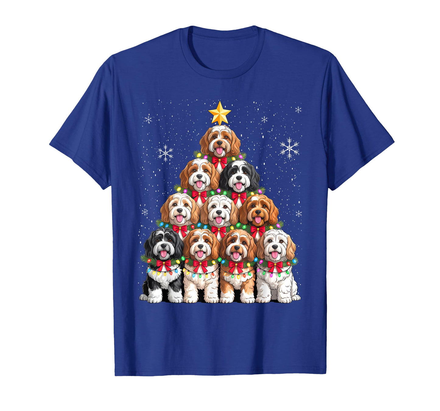 Christmas Tree Santa Cavapoo Lights T-Shirt