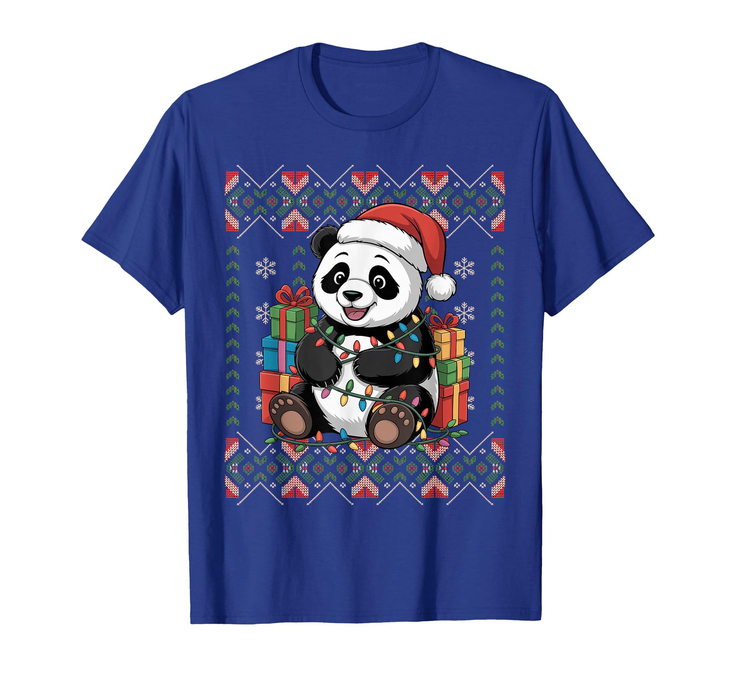 Santa Panda Christmas Ugly Sweater Funny Holiday Pajamas T-Shirt