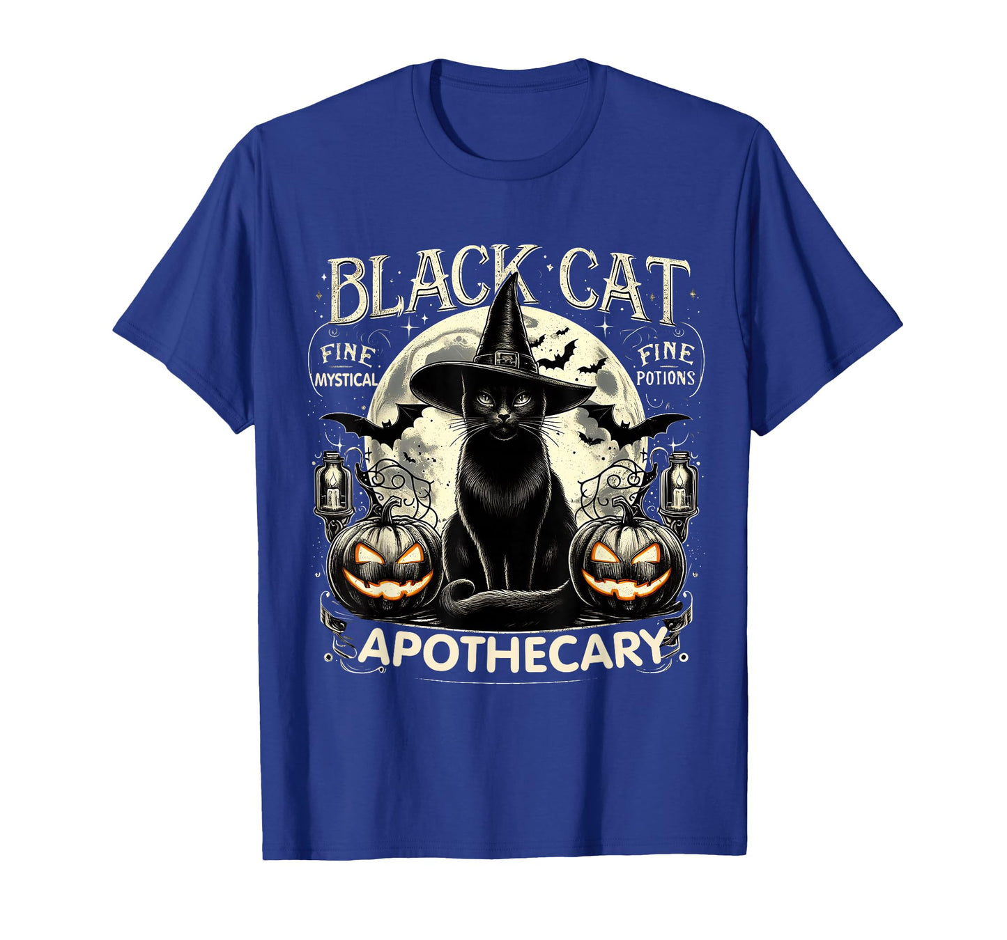 Black Cat Apothecary Vintage Halloween Gothic Art T-Shirt