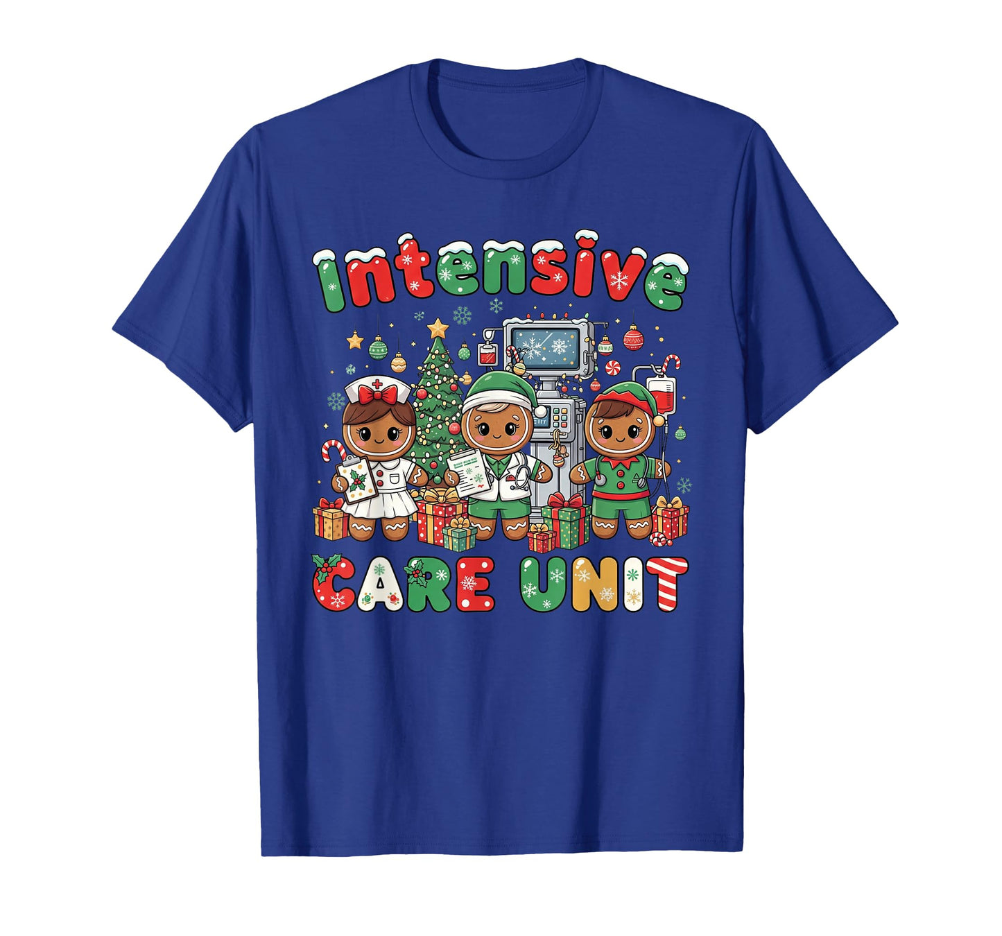 ICU Nurse Christmas Intensive Care Unit Gingerbread Xmas T-Shirt