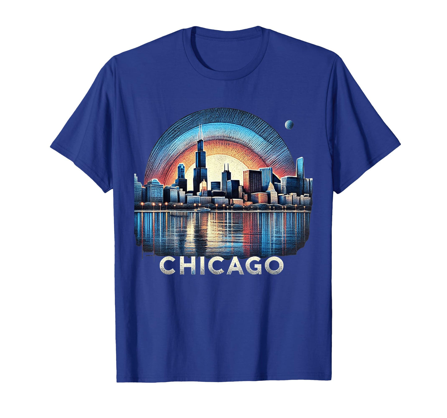 Vintage Chicago Illinois City Skyline Shirt Men Women Retro T-Shirt