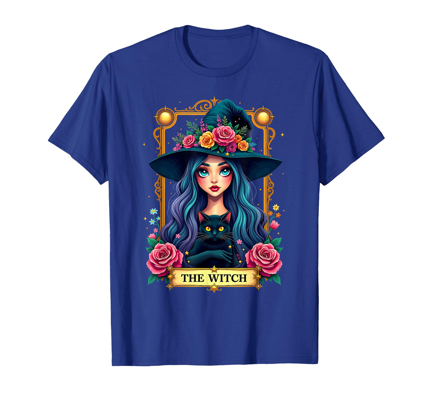 Gothic Tarot Card The Witch with Black Cat T-Shirt