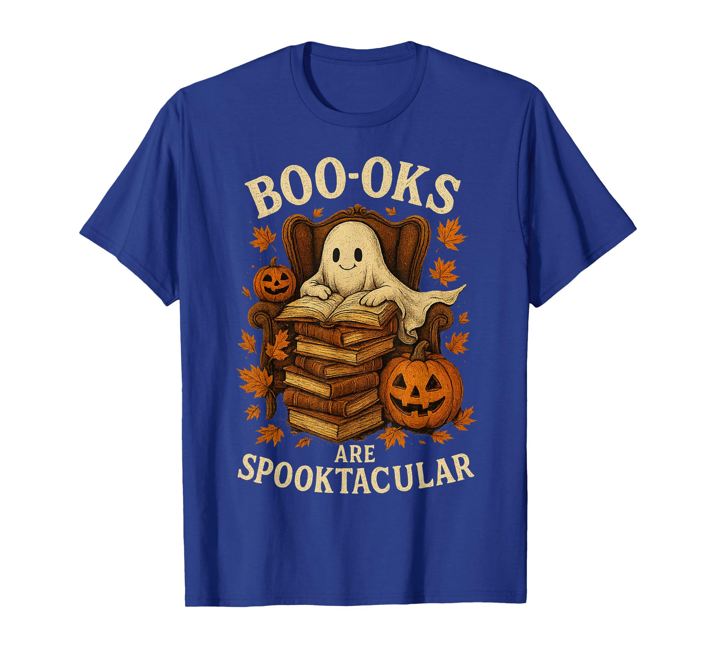 Vintage Ghost Book Reading Pumpkin Gothic Halloween Teachers T-Shirt