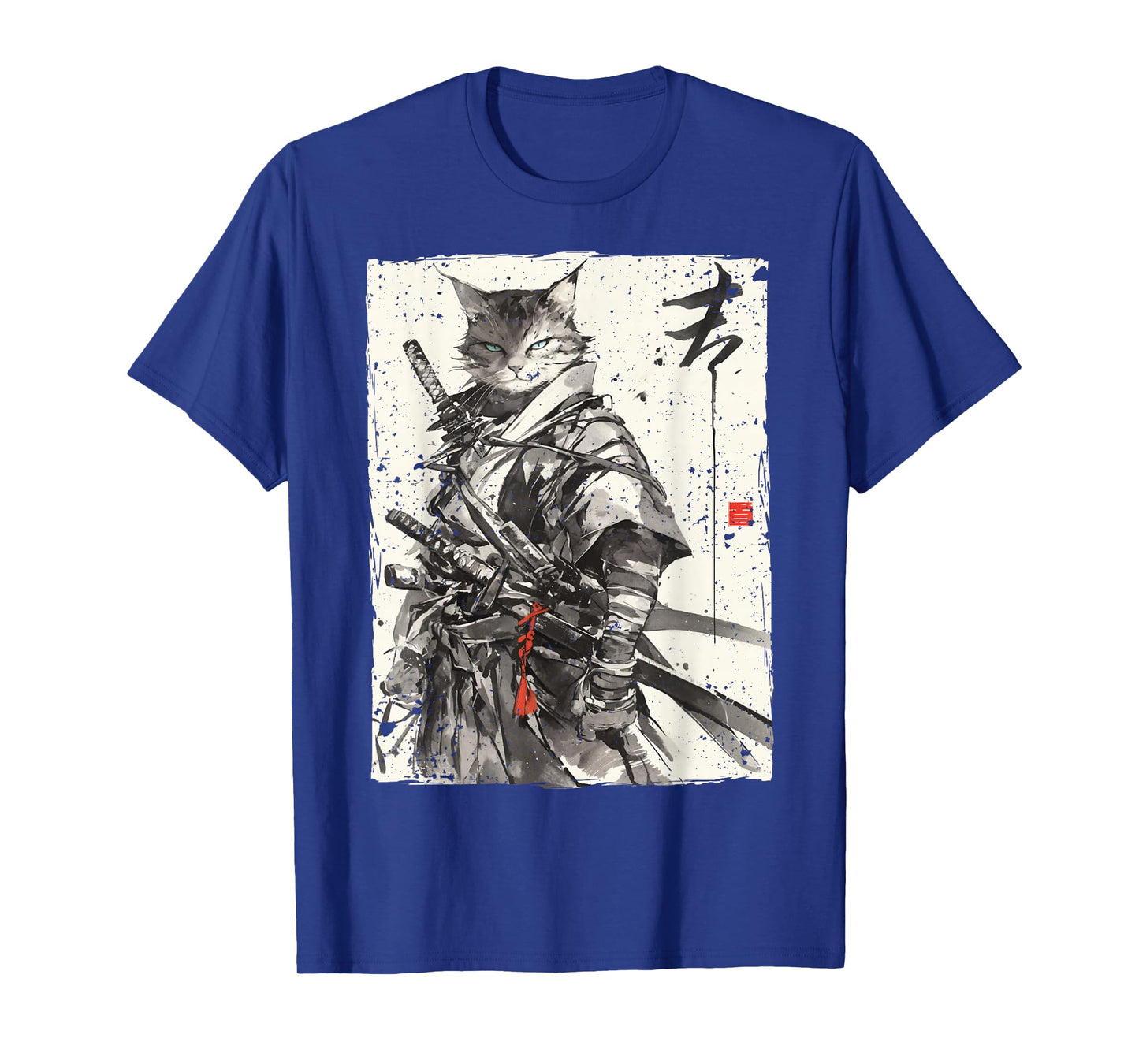 Samurai Cat Warrior Ukiyo Ink Artwork Cat Samurai T-Shirt
