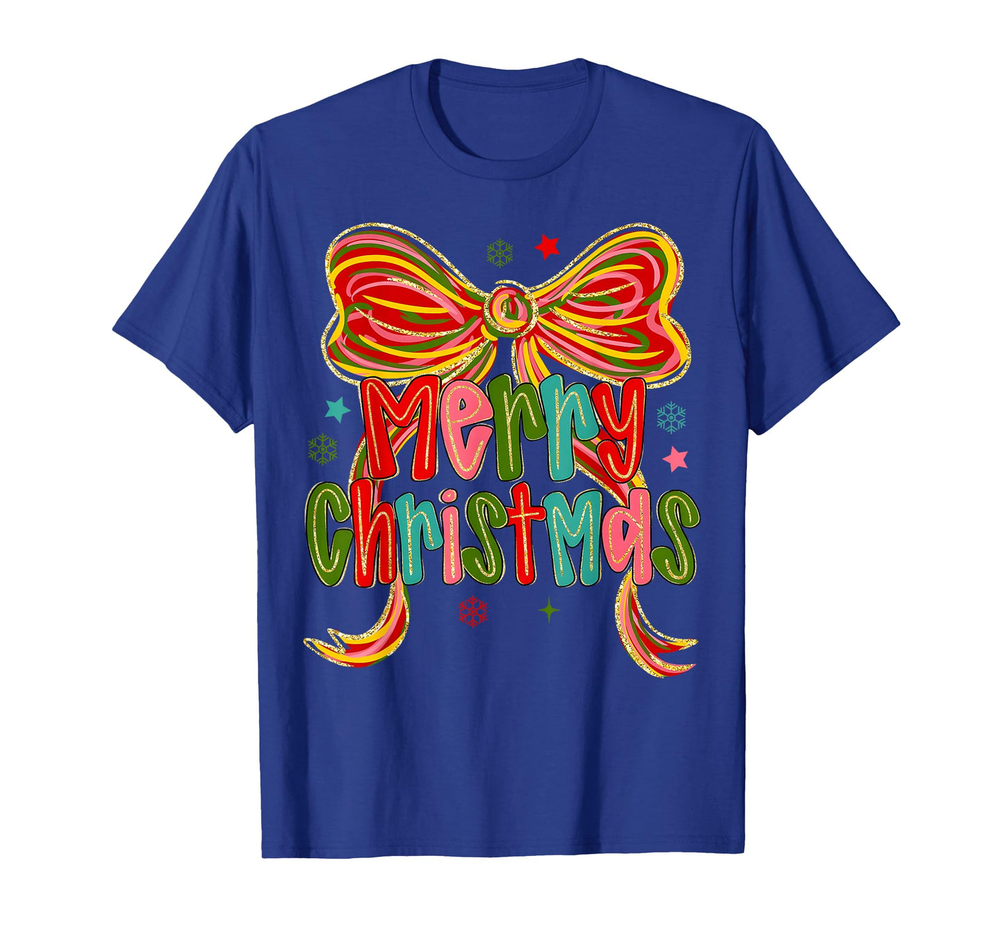 Merry Christmas Coquette Bow Christmas Women Girls Pajamas T-Shirt