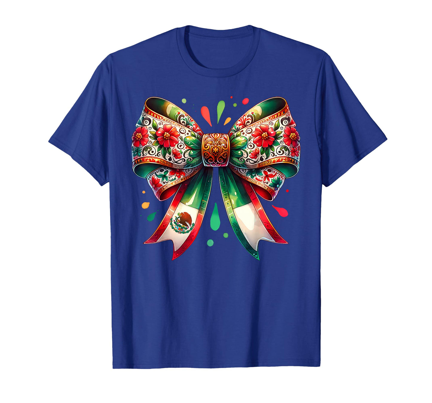 Coquette Ribbon Bow Mexican Flag Festive Latino Pride T-Shirt