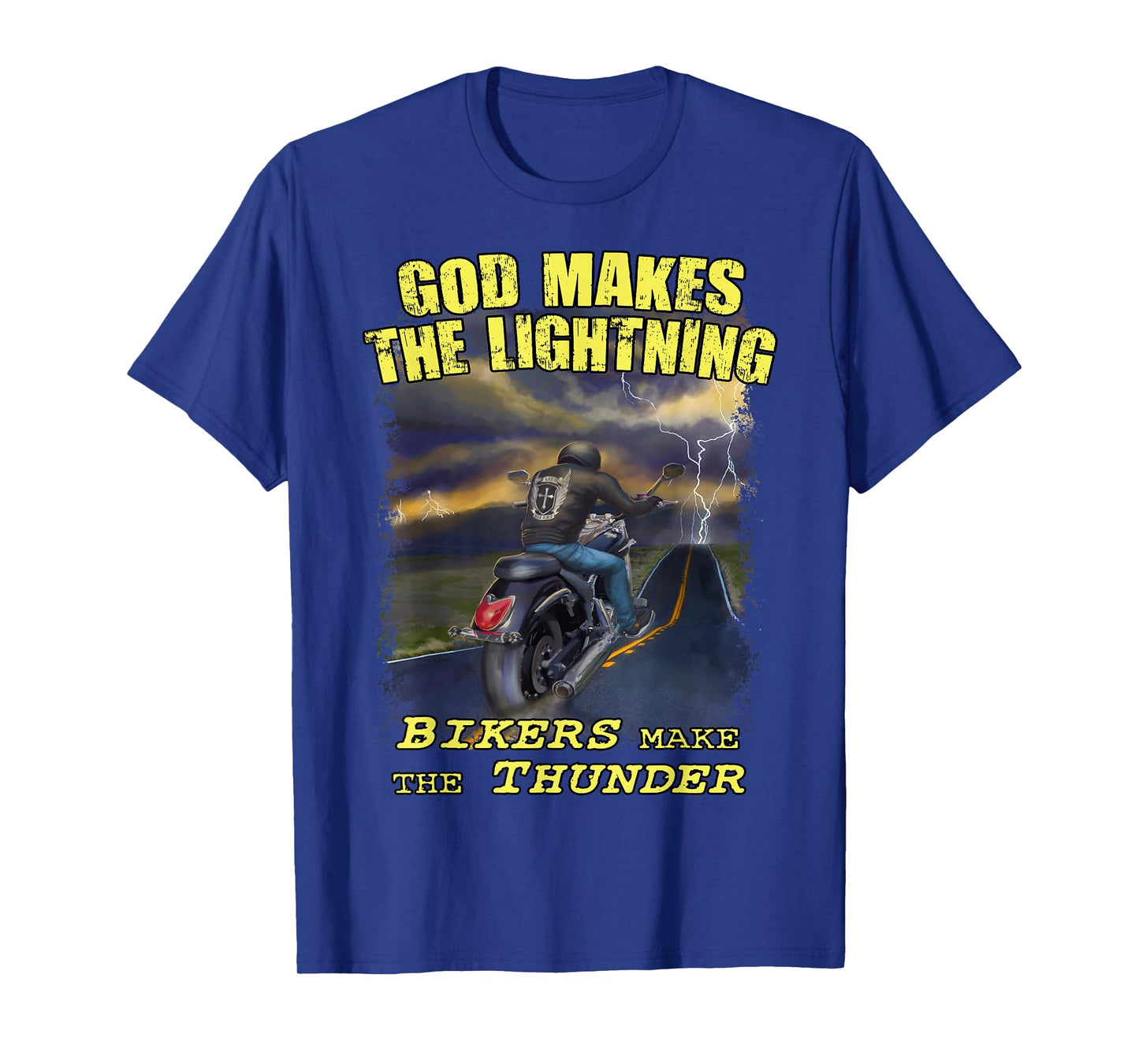 God Lightning Christian Biker Shirt Motorcycle Jesus Design T-Shirt