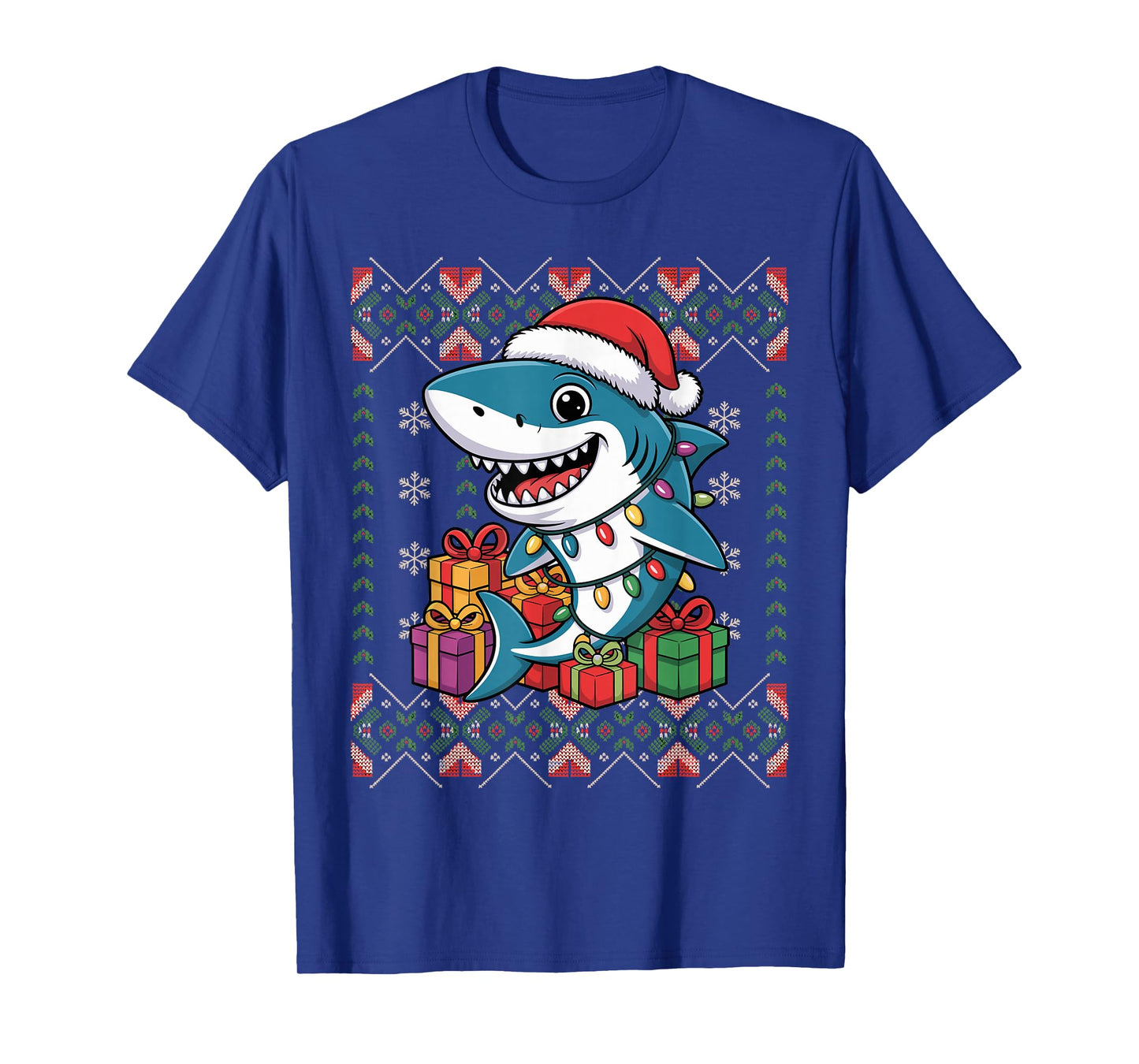 Santa Shark Christmas Ugly Sweater Funny Holiday Pajamas T-Shirt