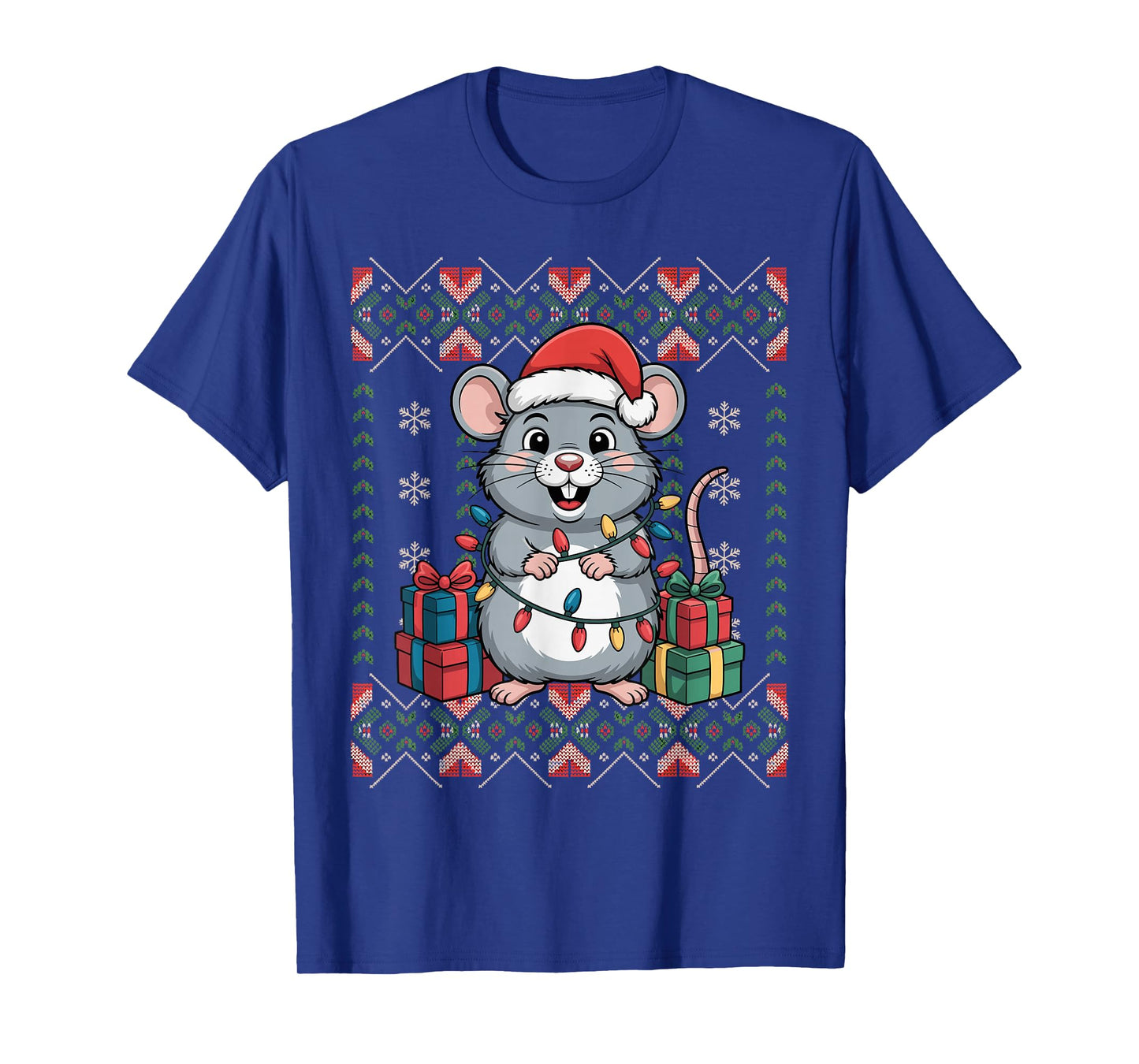 Santa Rat Christmas Ugly Sweater Funny Holiday Pajamas T-Shirt