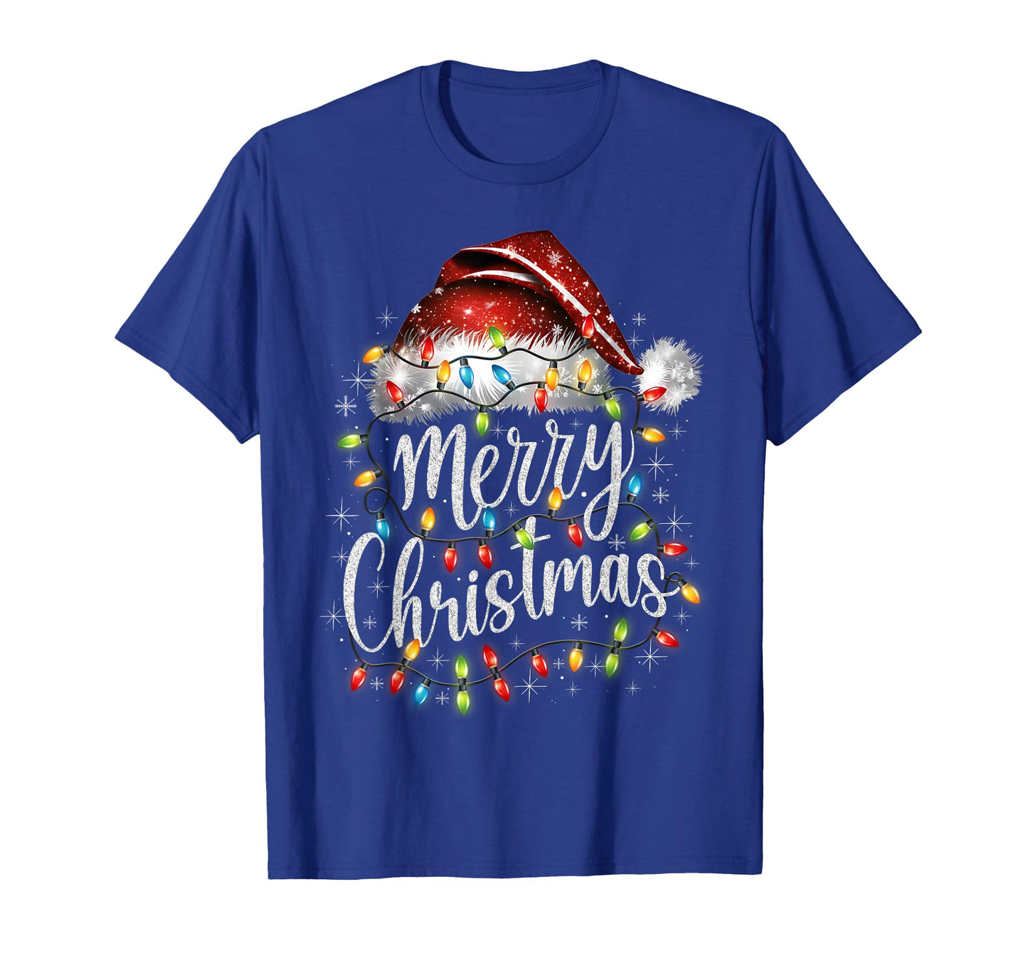 Merry Christmas Xmas Lights Santa Snowflake Holiday Family T-Shirt
