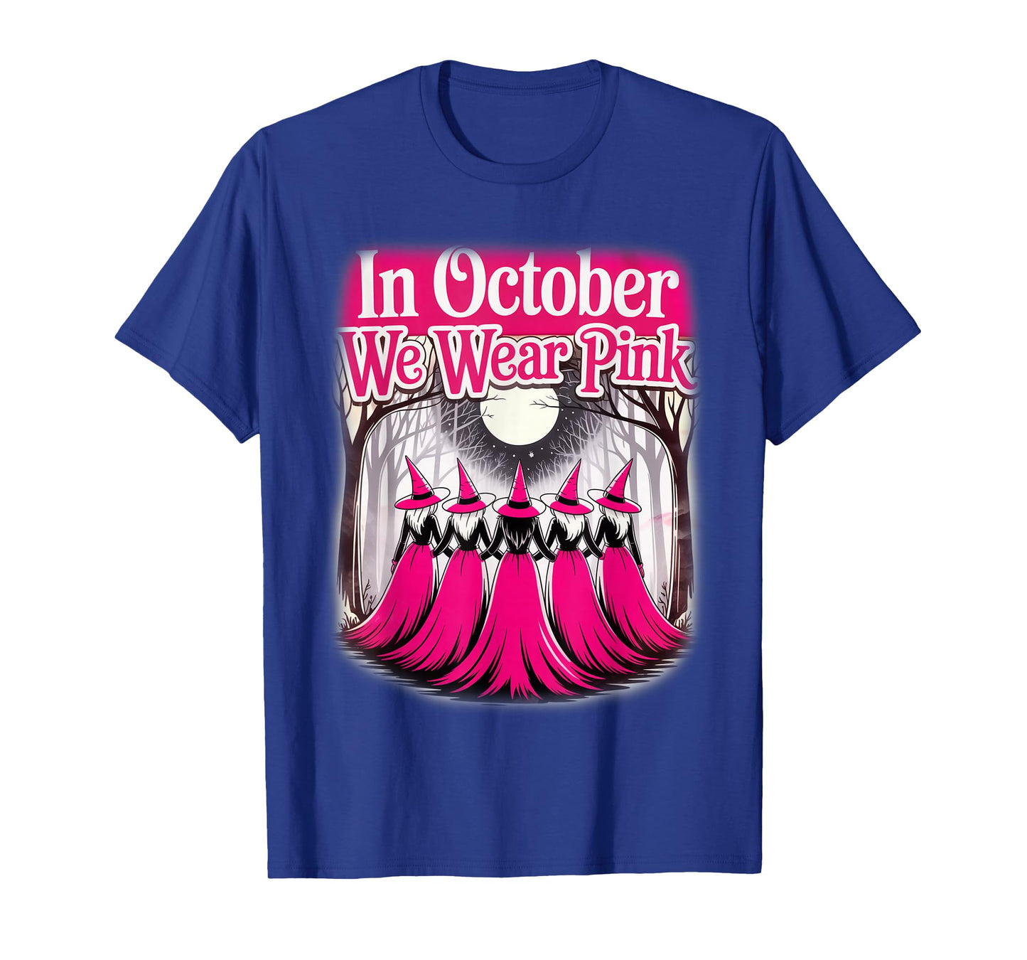 Retro in October We Wear Pink Witch Breast Cancer Awareness T-Shirt