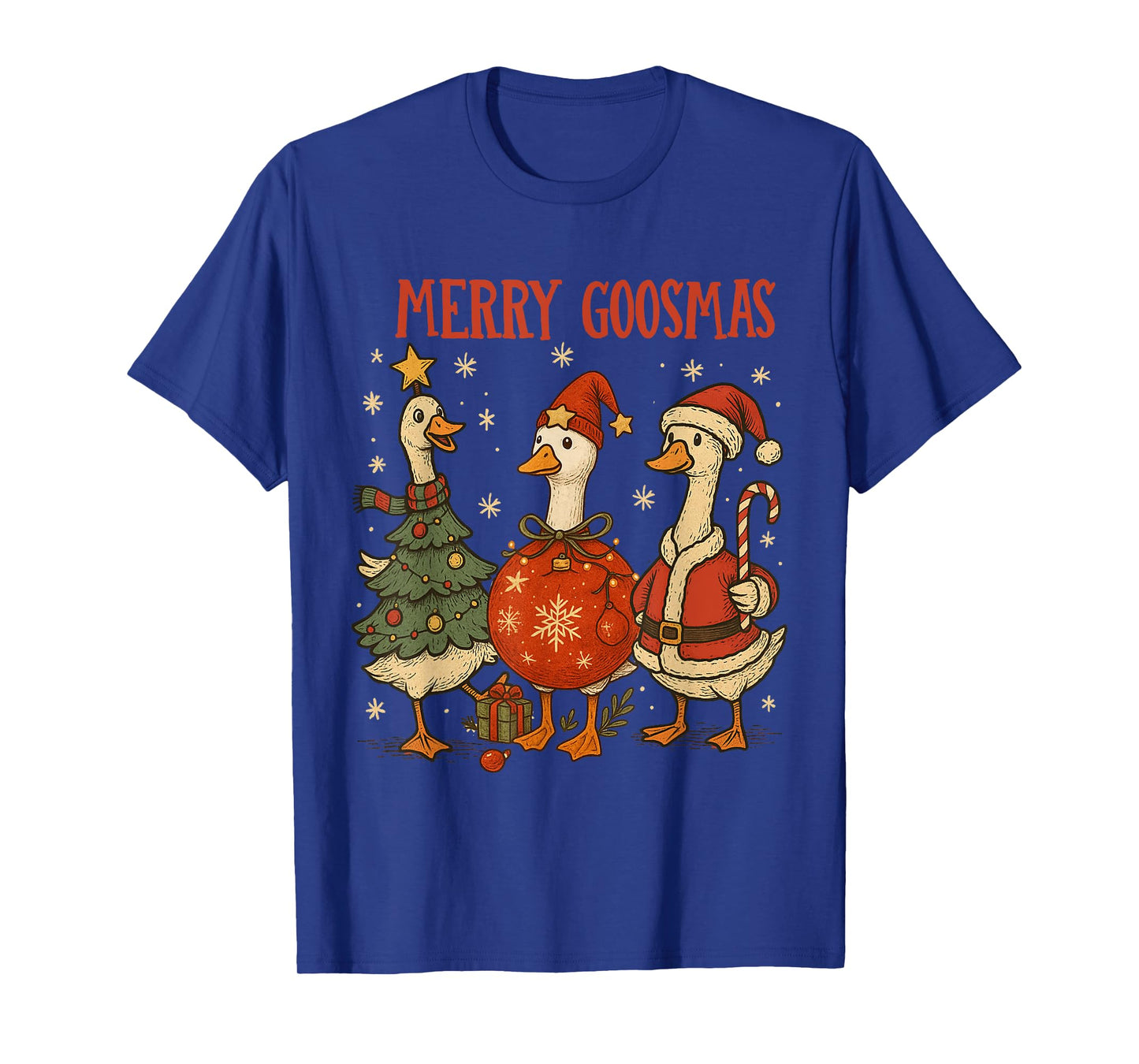 Vintage Merry Goosmas Funny Goose Santa Christmas Cute Xmas T-Shirt