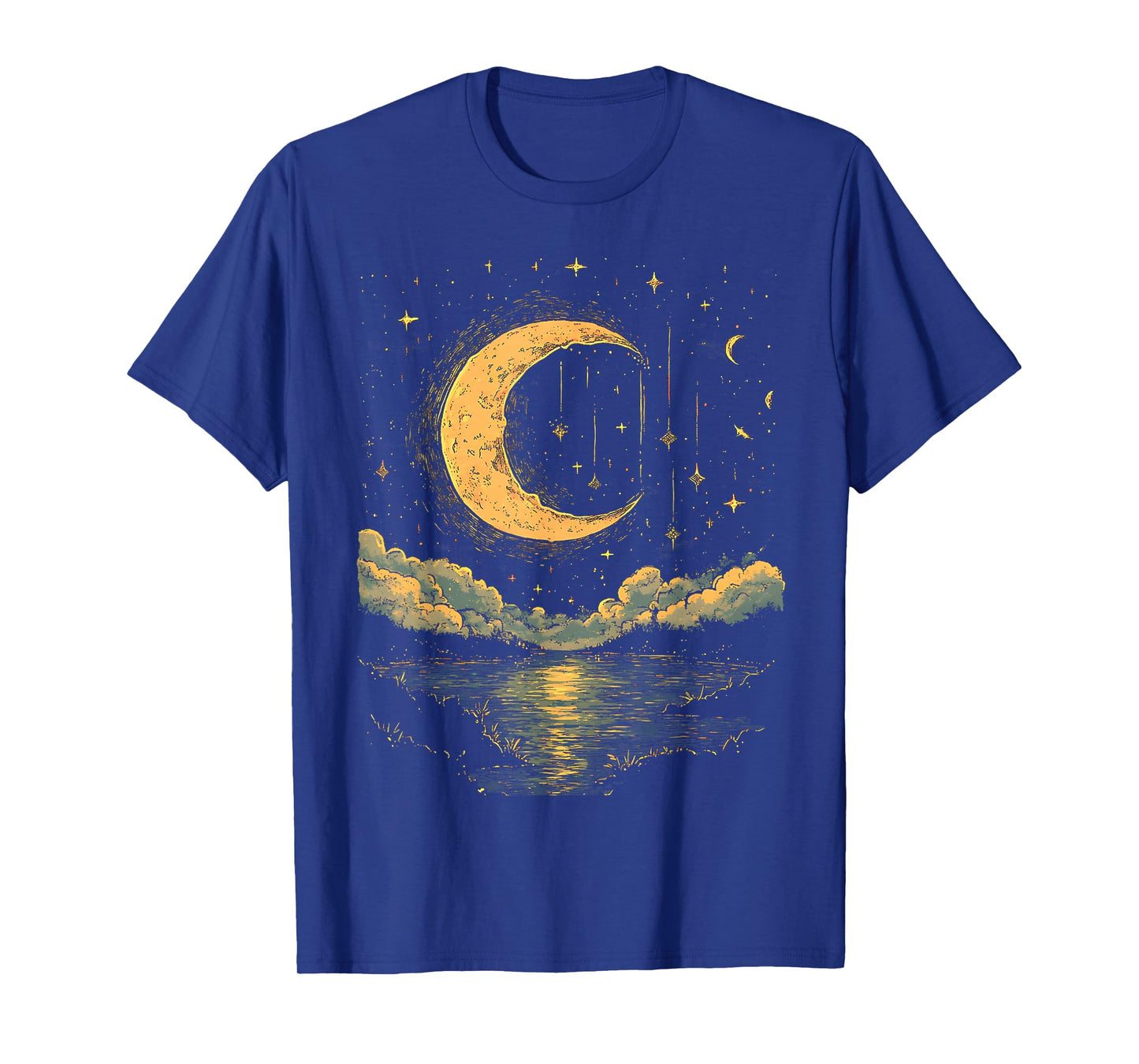Boho Aesthetic Hippie Celestial Vintage Half Moon water T-Shirt