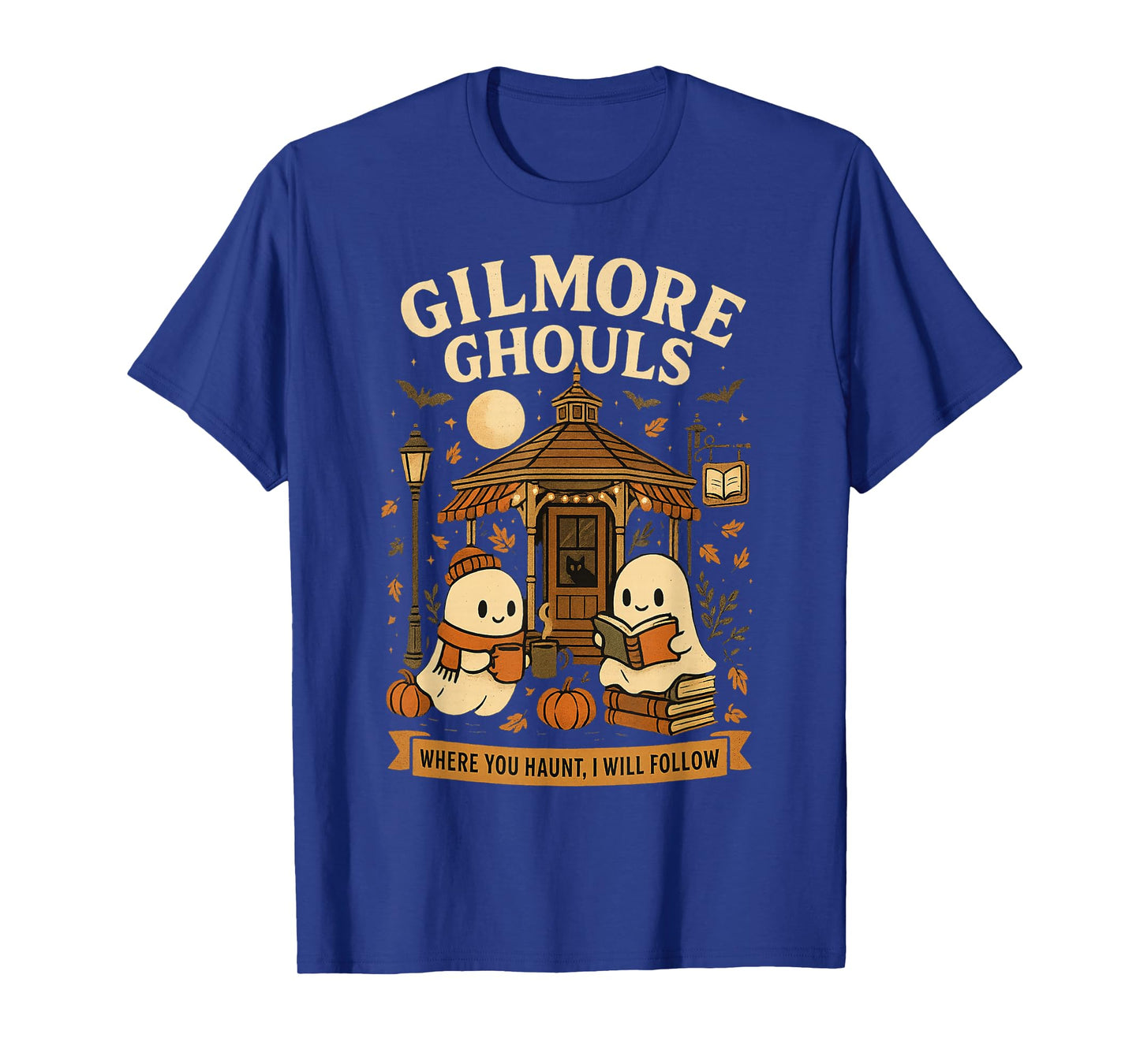 Cozy Ghouls Bookish Halloween Gazebo Scene T-Shirt