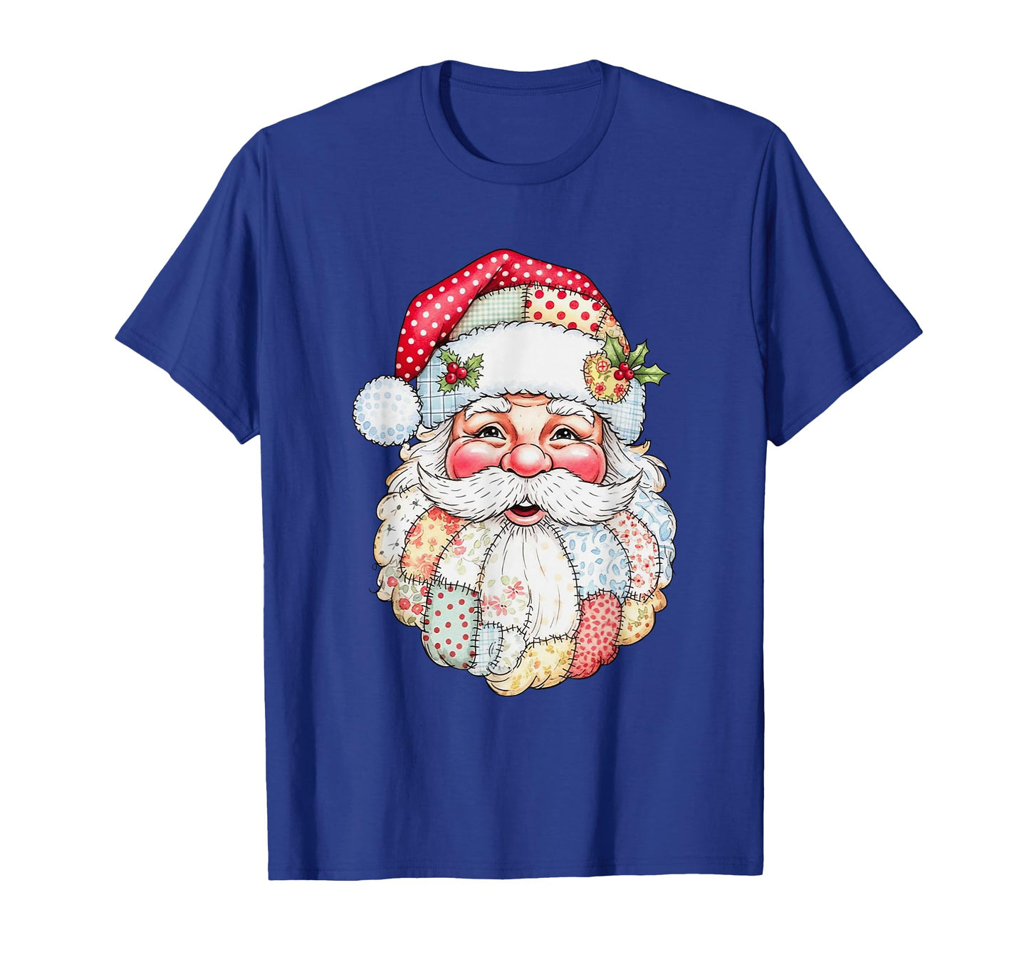 Vintage Funny Patchwork Santa Claus Merry Christmas Season T-Shirt