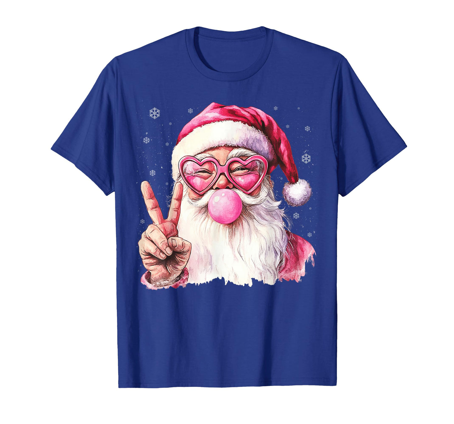 Santa Claus Blowing Pink Xmas Bubble Sunglasses Christmas T-Shirt