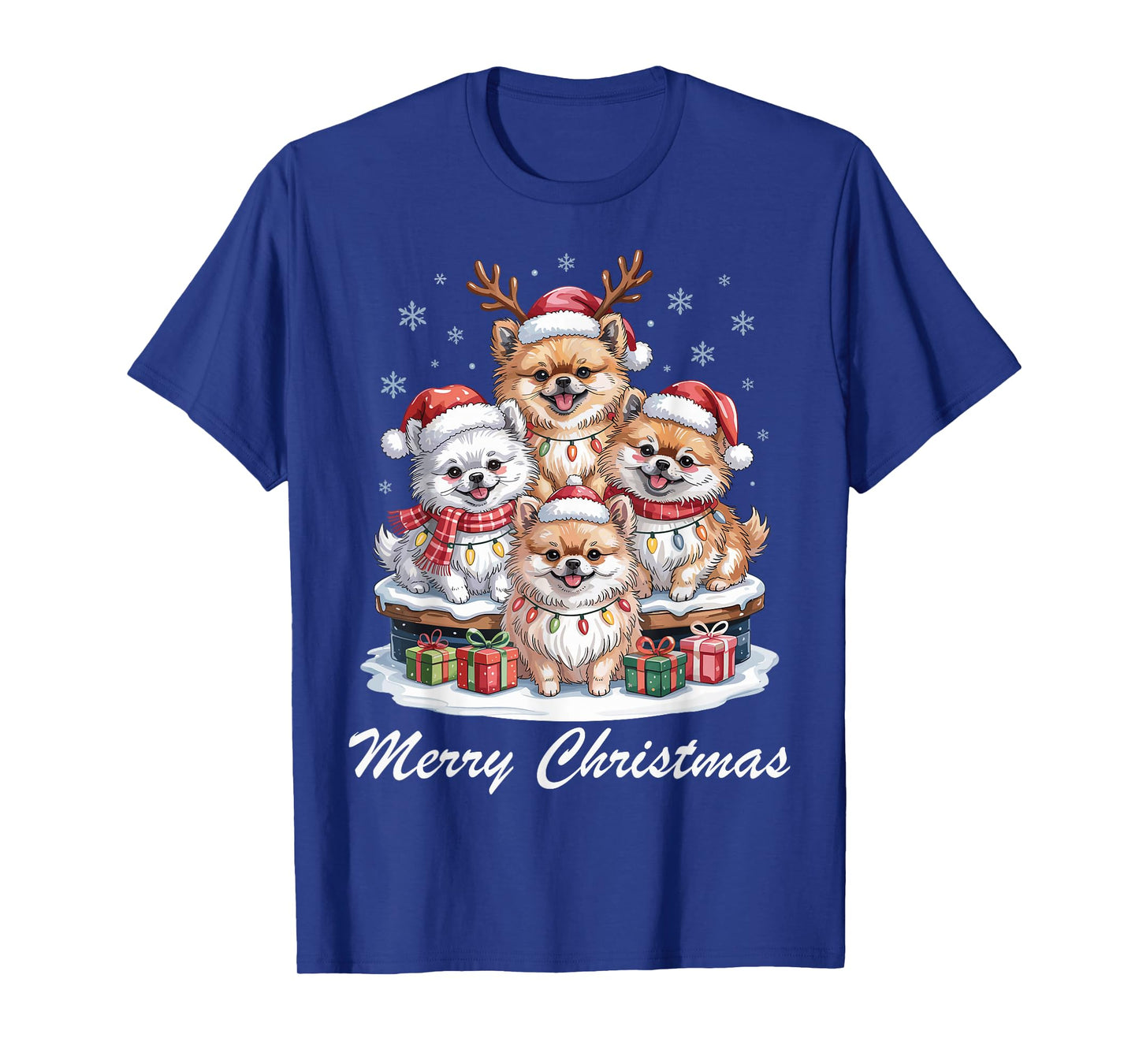 Pomeranian Merry Christmas Funny Dog Lovers Holiday Pajama T-Shirt