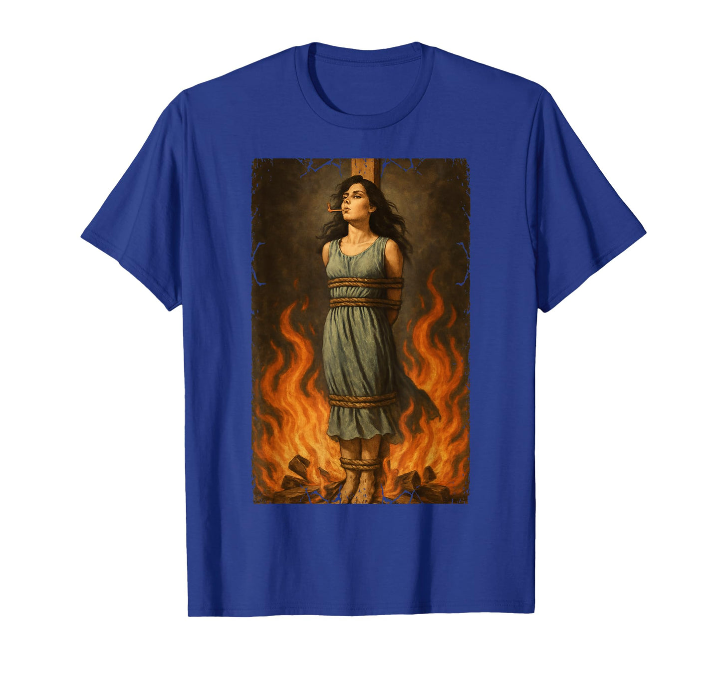 Witch Lighting Cigarette with Flames Occult Unholy Funny T-Shirt