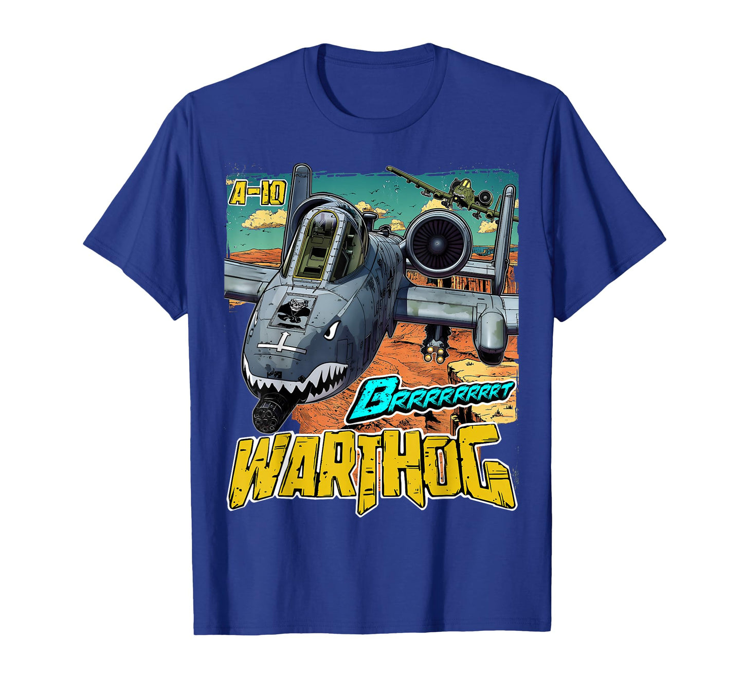 A-10 Warthog Jet Airplane Brrrt Funny Comic Graphic T-Shirt