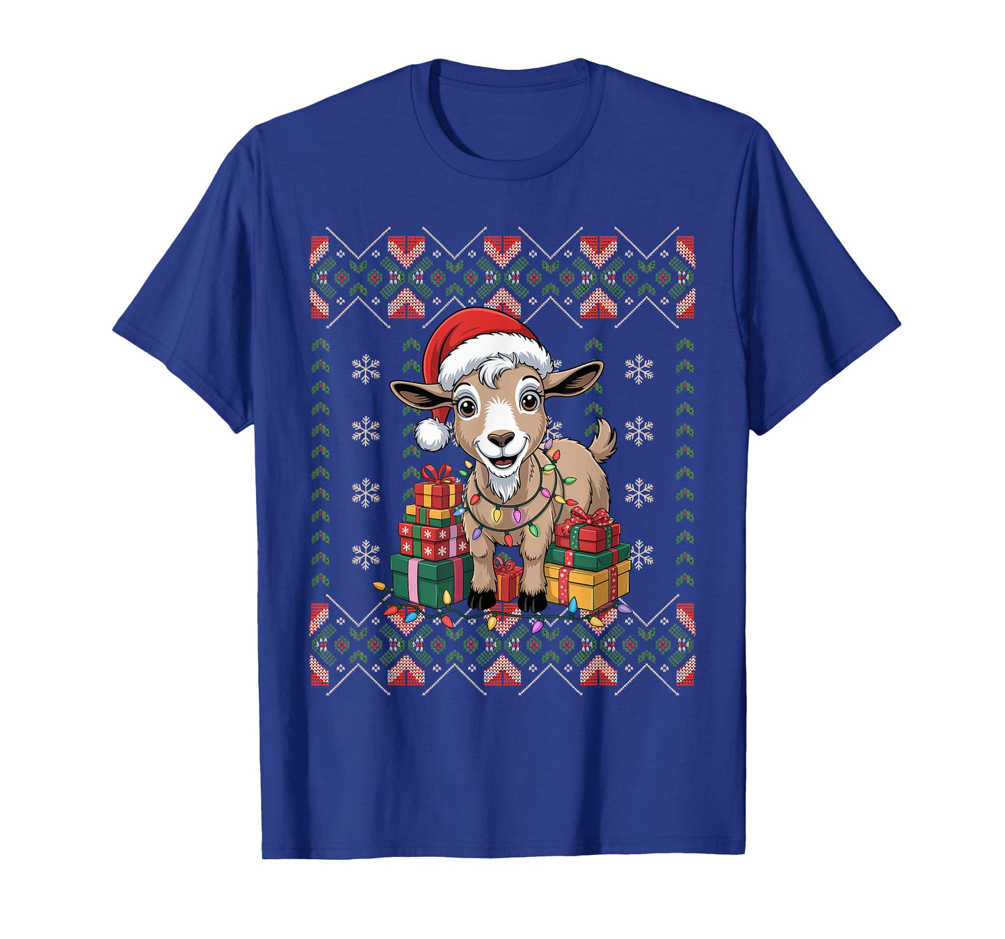 Santa Goat Christmas Ugly Sweater Funny Holiday Pajamas T-Shirt