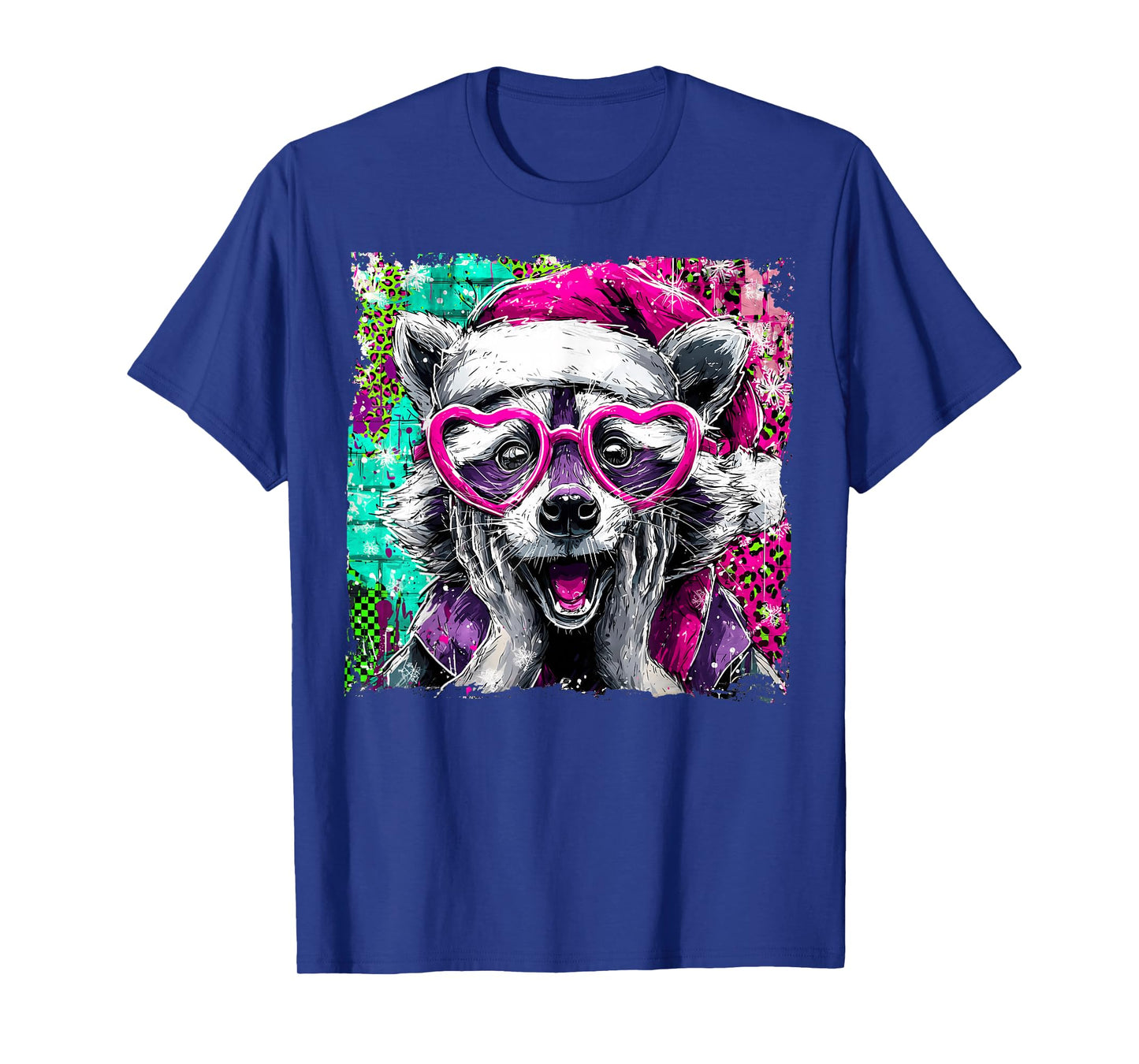 Funny Raccoon Meme Christmas Raccoon Santa Raccoon Xmas (1) T-Shirt