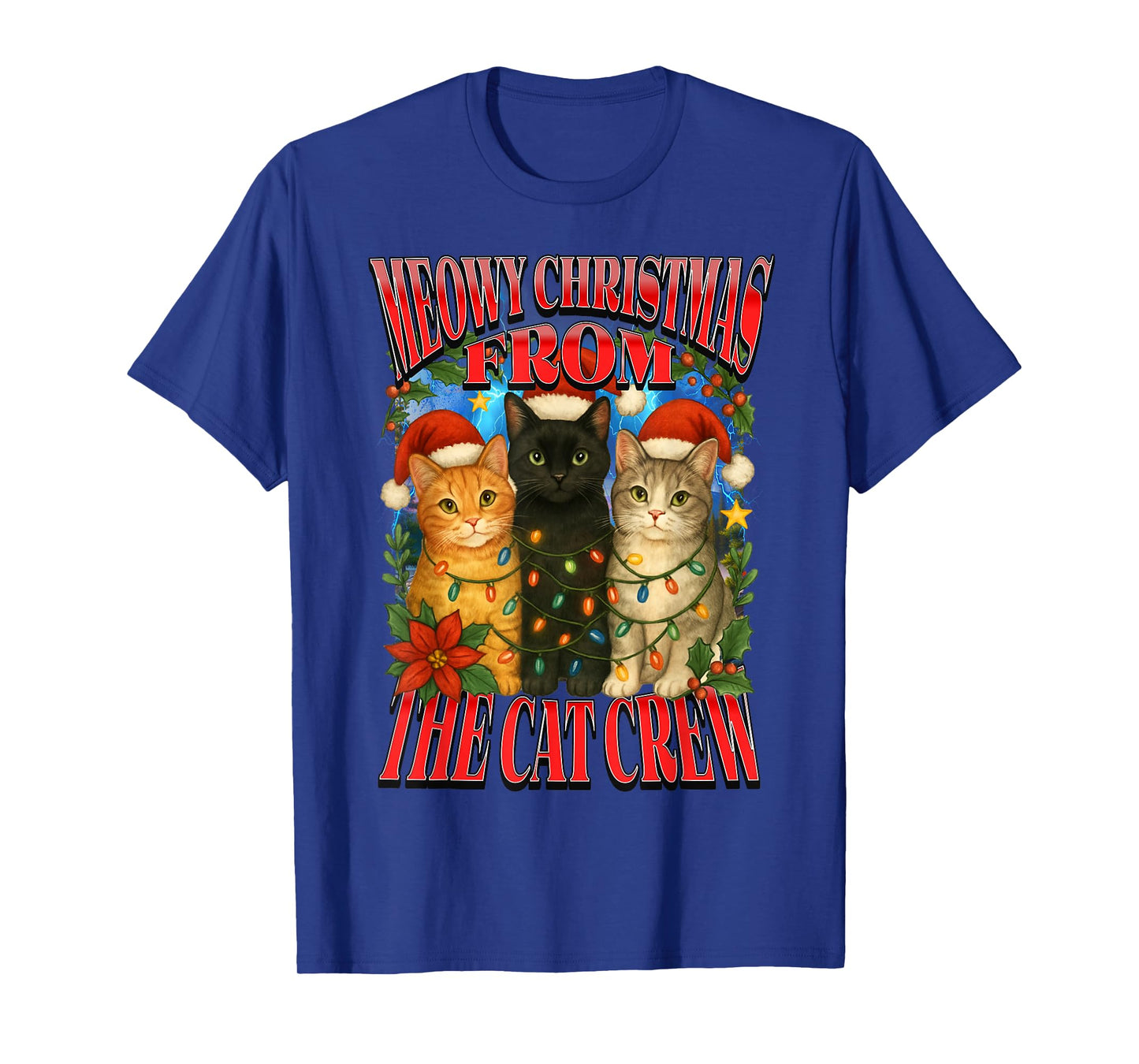 Santa Meowy Christmas from The Cat Crew Funny Bootleg Ugly T-Shirt