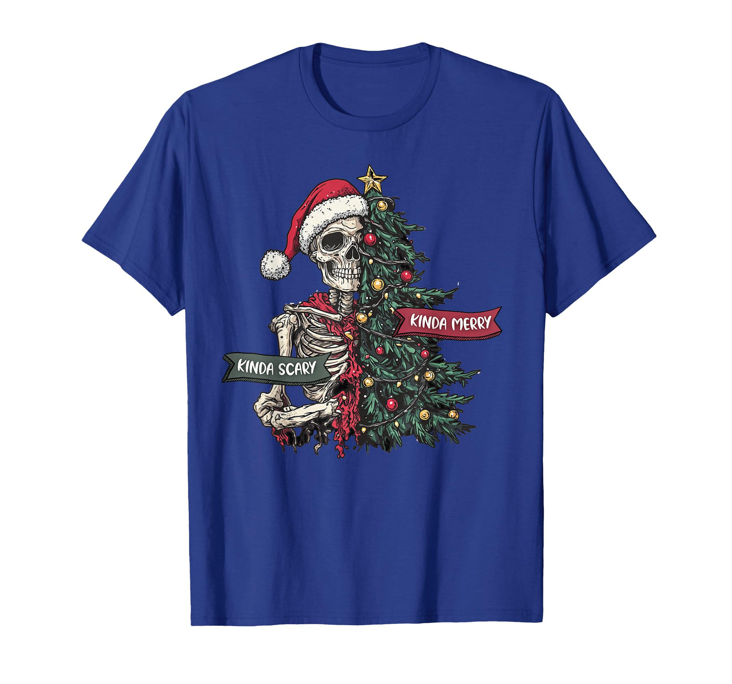 Christmas Skeleton Tree Kinda Scary Sorta Merry Santa Goth T-Shirt