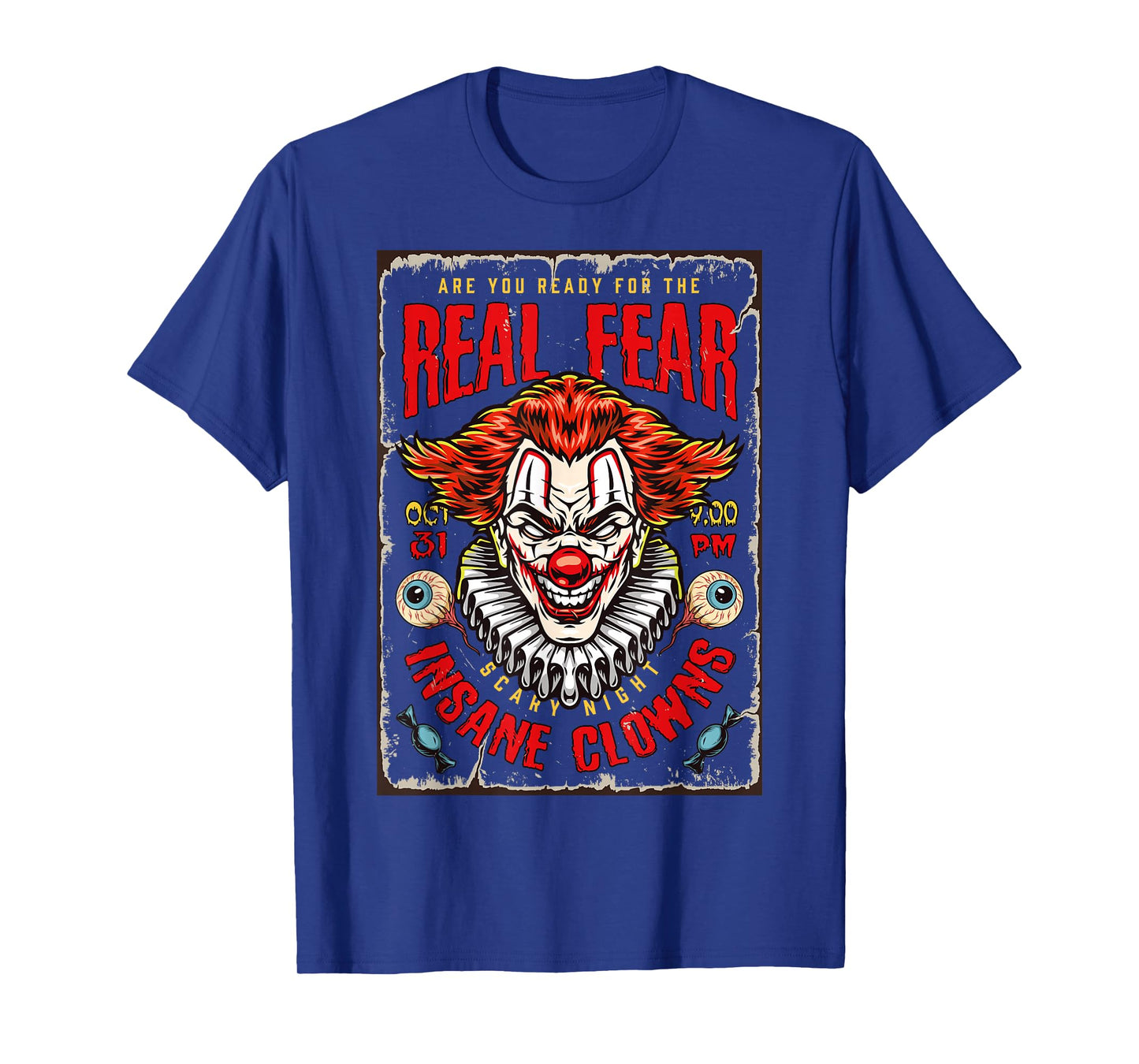 Horror Night Halloween Party Scary Clown Poster Tee Vintage T-Shirt