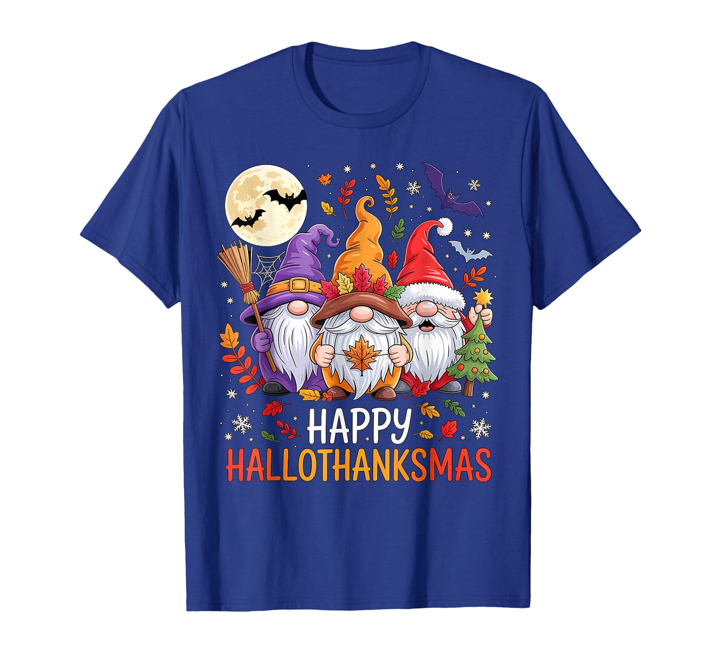 Halloween Thanksgiving Christmas Happy HalloThanksMas Gnomes T-Shirt