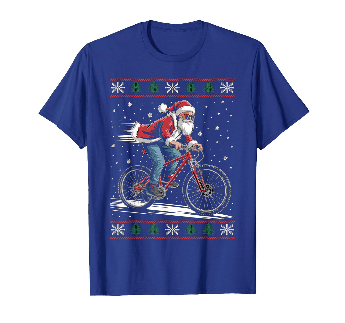 Santa Claus Mountain Bike Ugly Christmas Sweater MTB T-Shirt