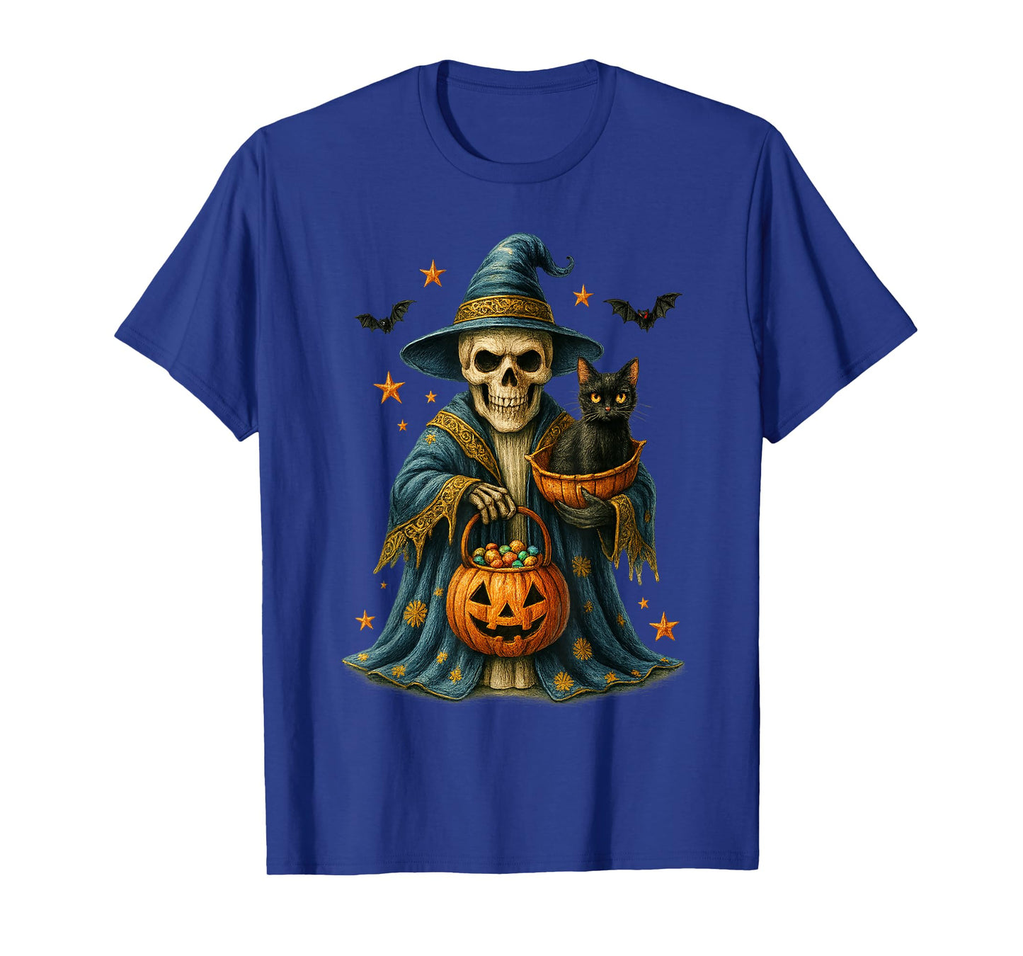 Ghost Holding Black Cat Lover Halloween 2025 Groovy Floral T-Shirt