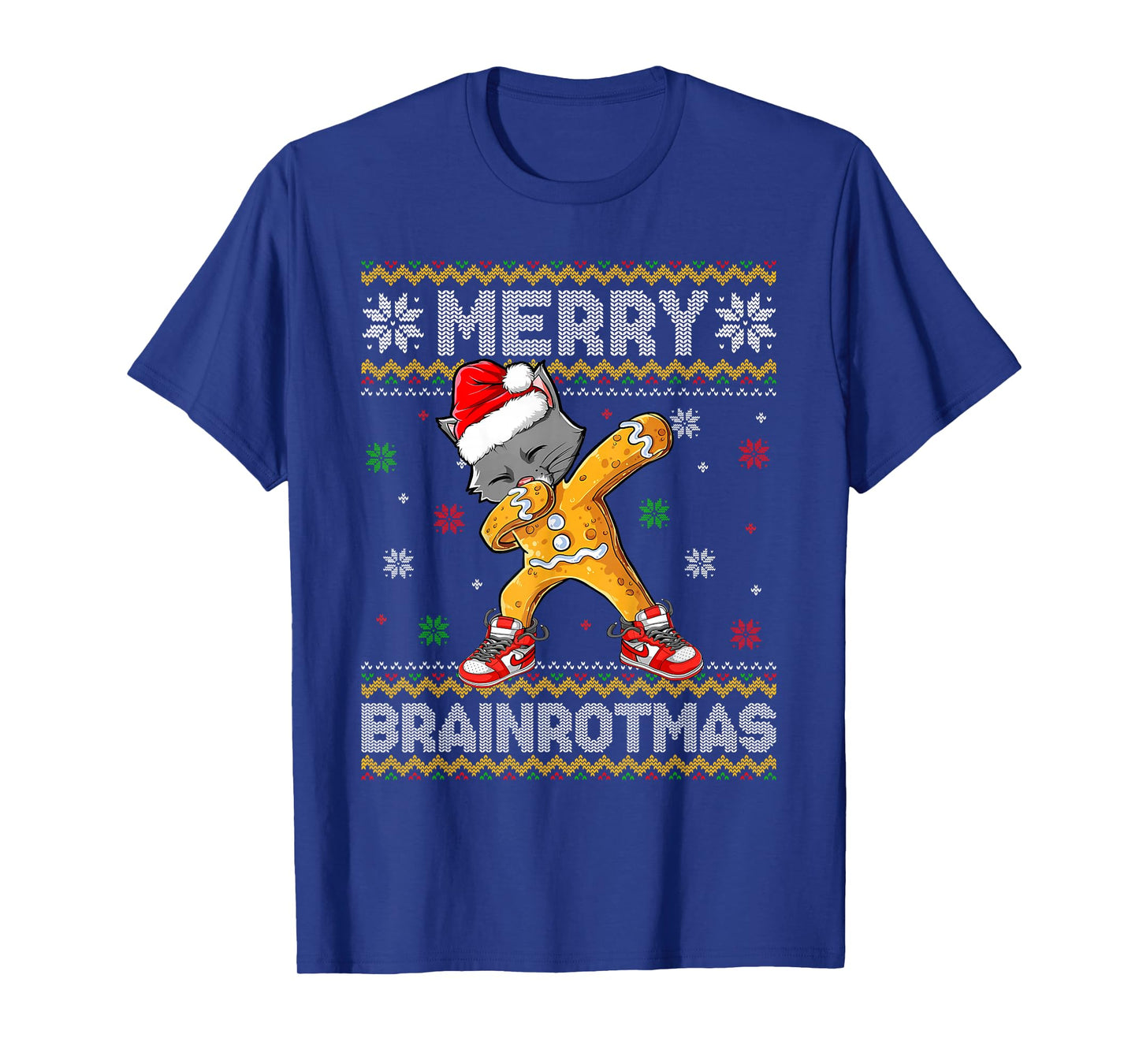 Merry Brainrotmas Christmas Dabbing Gingerbread Cat Holiday T-Shirt