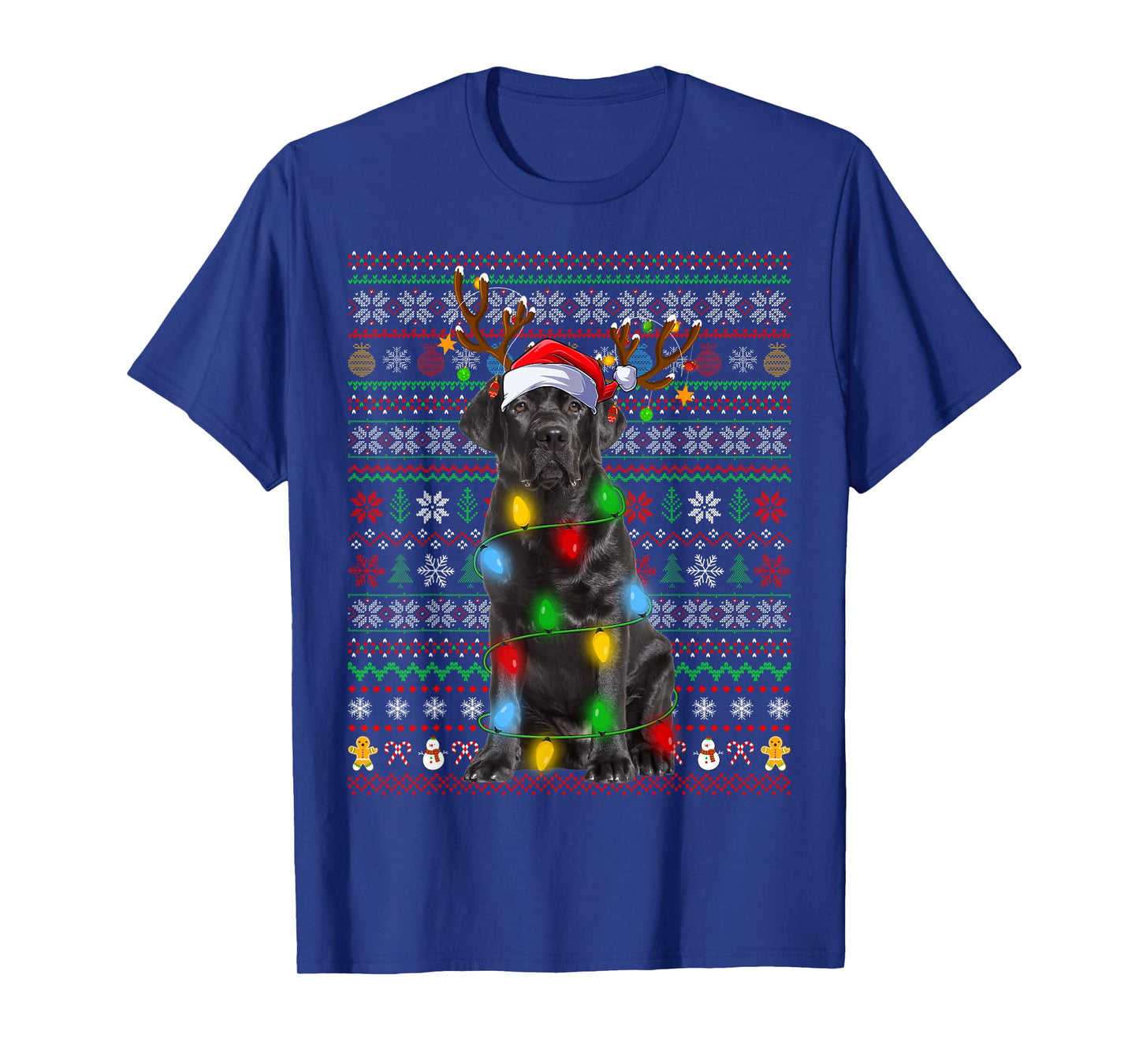 Black Labrador Retriever Dog Lights Ugly Christmas Sweaters T-Shirt