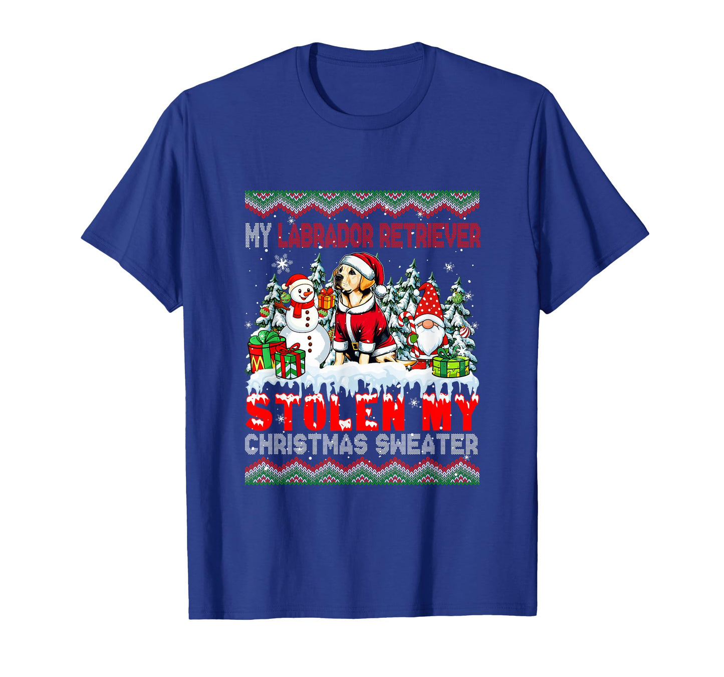 Labrador Retriever Stolen Christmas Sweater Santa Dog Gnome T-Shirt