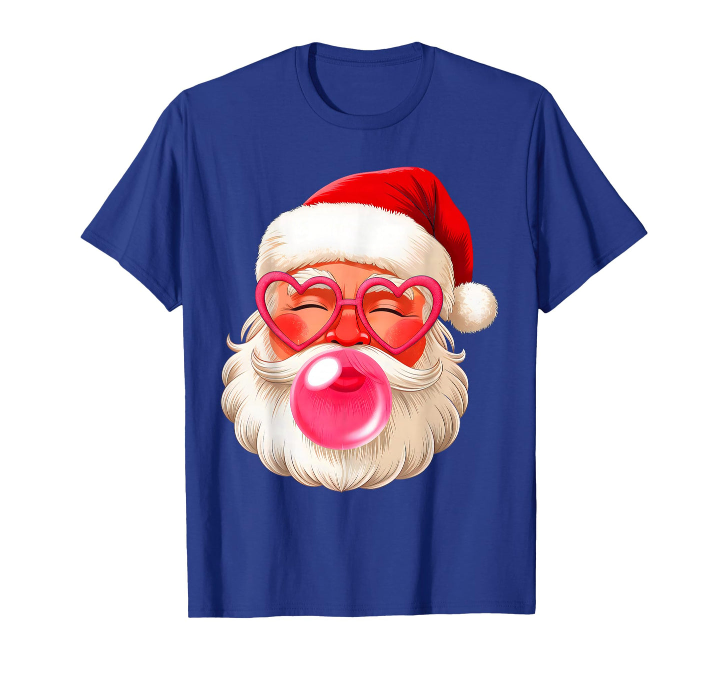 Santa Face Christmas Bubble Gum with Sunglasses Pink Santa T-Shirt