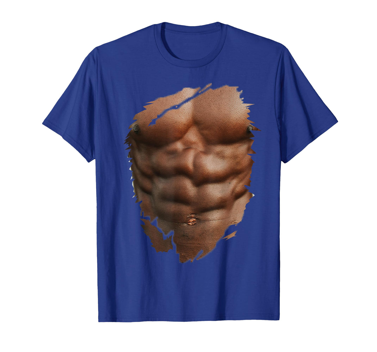 Funny Fake Ripped Muscles Six Pack Abs Black Bodybuilder T-Shirt