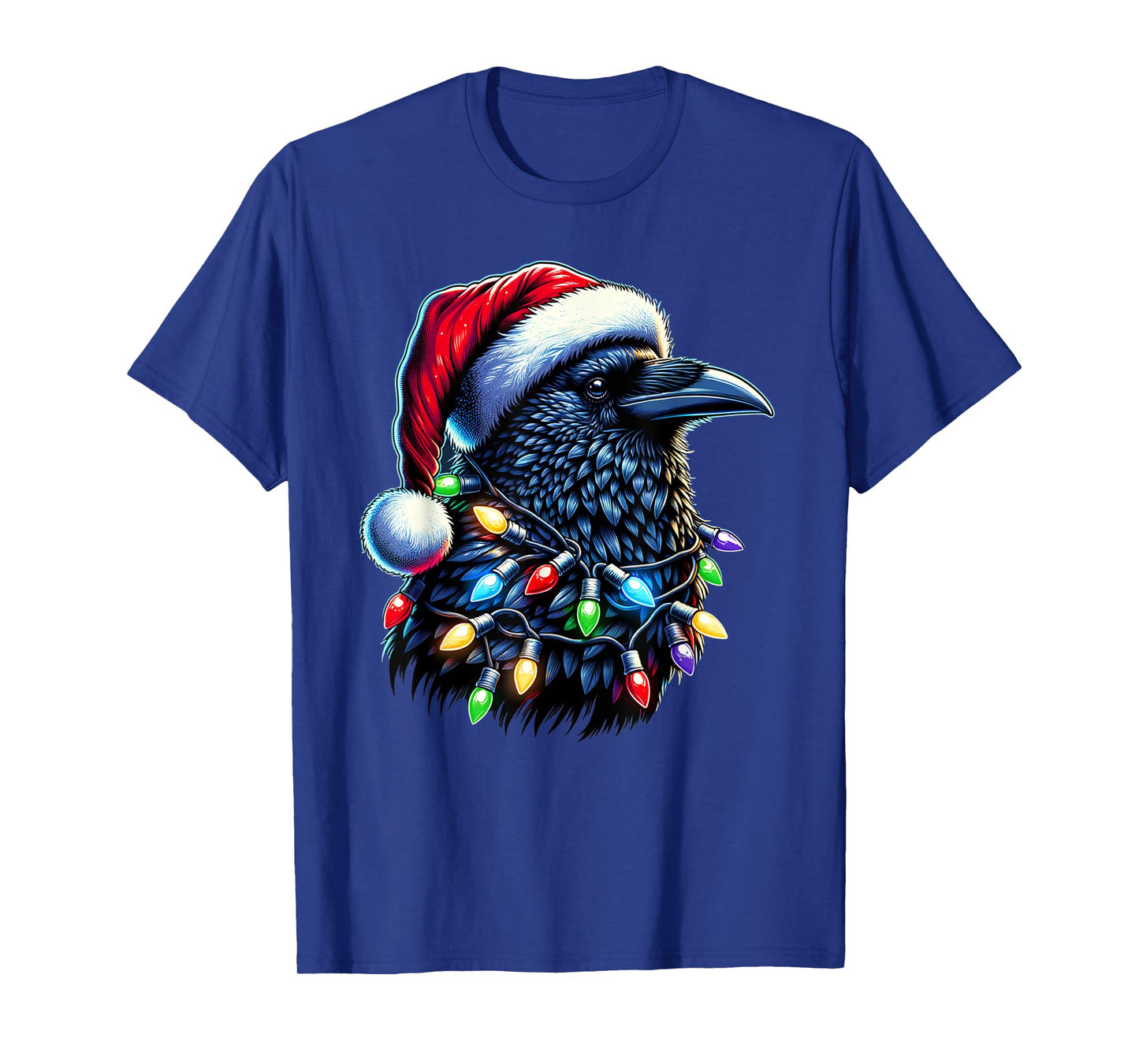 Raven Santa Christmas Tree Lighting Men Women Xmas Funny T-Shirt